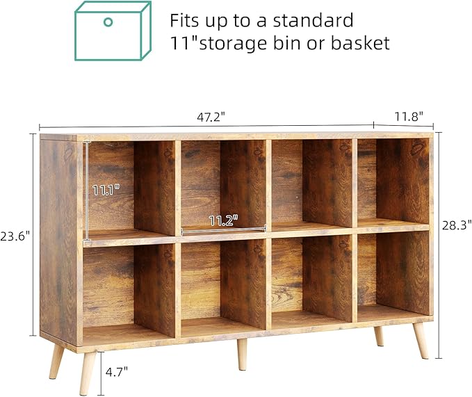 8-Cube Bookshelf 2 Tier Retro Bookcase