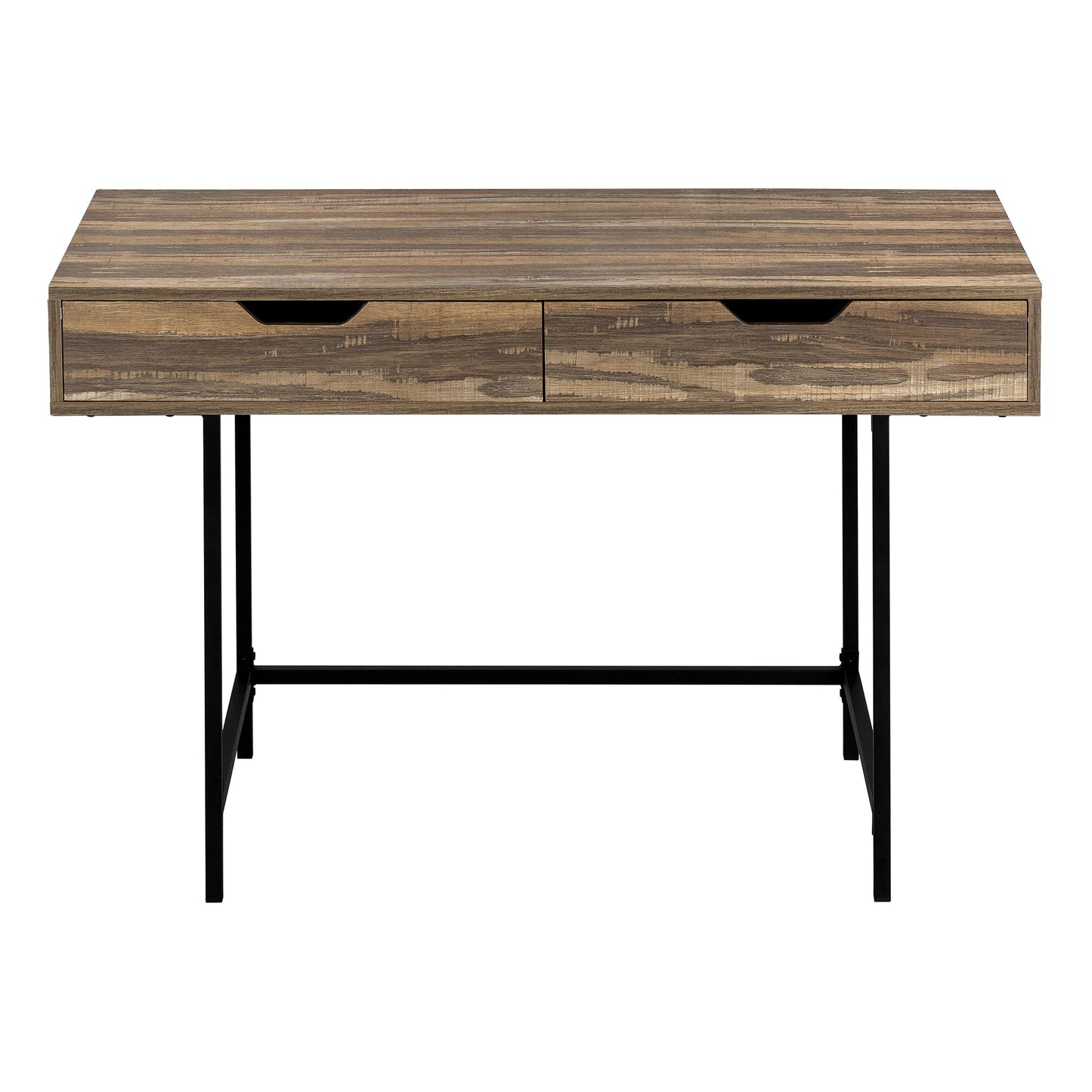 Monarch Specialties I 7557 Computer Desk, Home Office, Laptop, Storage Drawers, 48" L, Work, Metal, Laminate, Brown, Black, Contemporary, Modern