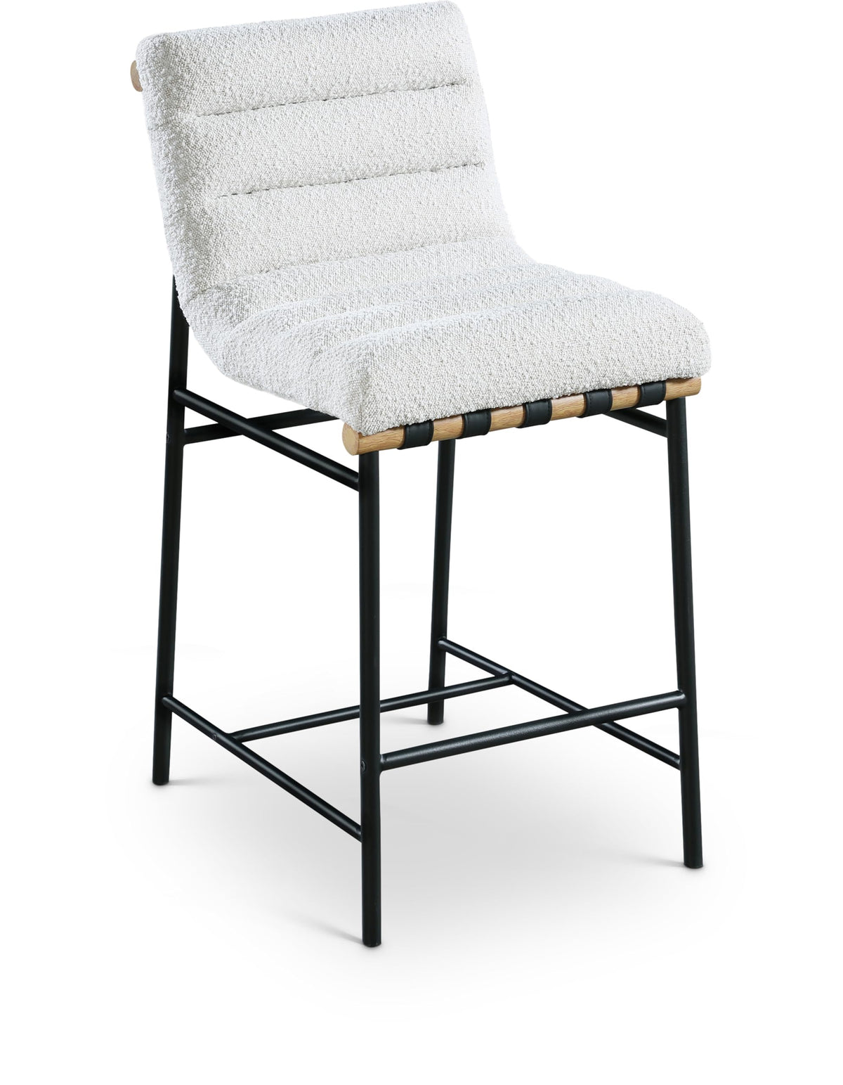 Meridian Furniture 857Cream-C Burke Collection Modern | Contemporary Boucle Fabric Upholstered Counter Stool, Cream, 18" W x 24" D x 37.5" H