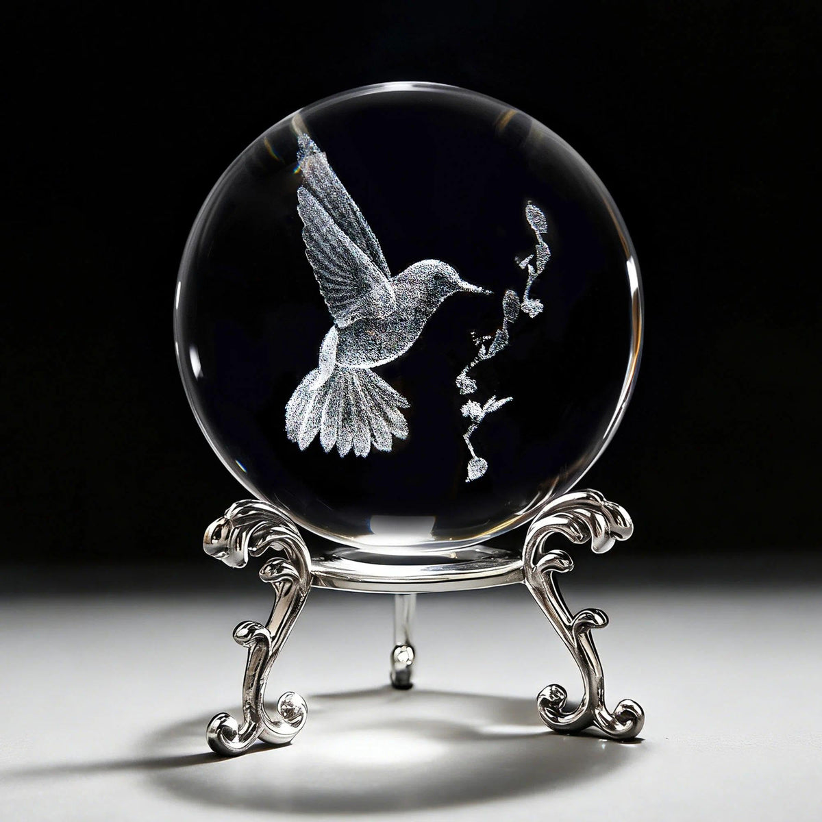 HDCRYSTALGIFTS 3D Laser Engraved Bird Crystal Ball with Stand Paperweight Gift for Women Mom 60mm Crystal Bird Figurine Glass Animal Decorative Ball for Home Room Office Decoration