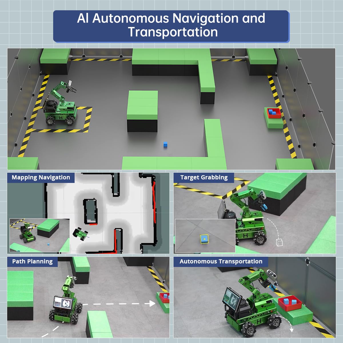 HIWONDER Robot Car with ChatGPT Large AI Model ROS2 ROS1 Education Lidar SLAM Mapping Navigation AI Vision 6DOF Robotic Arm Voice Control Smart Sorting, JetRover Standard Kit & Jetson Orin Nano 8GB