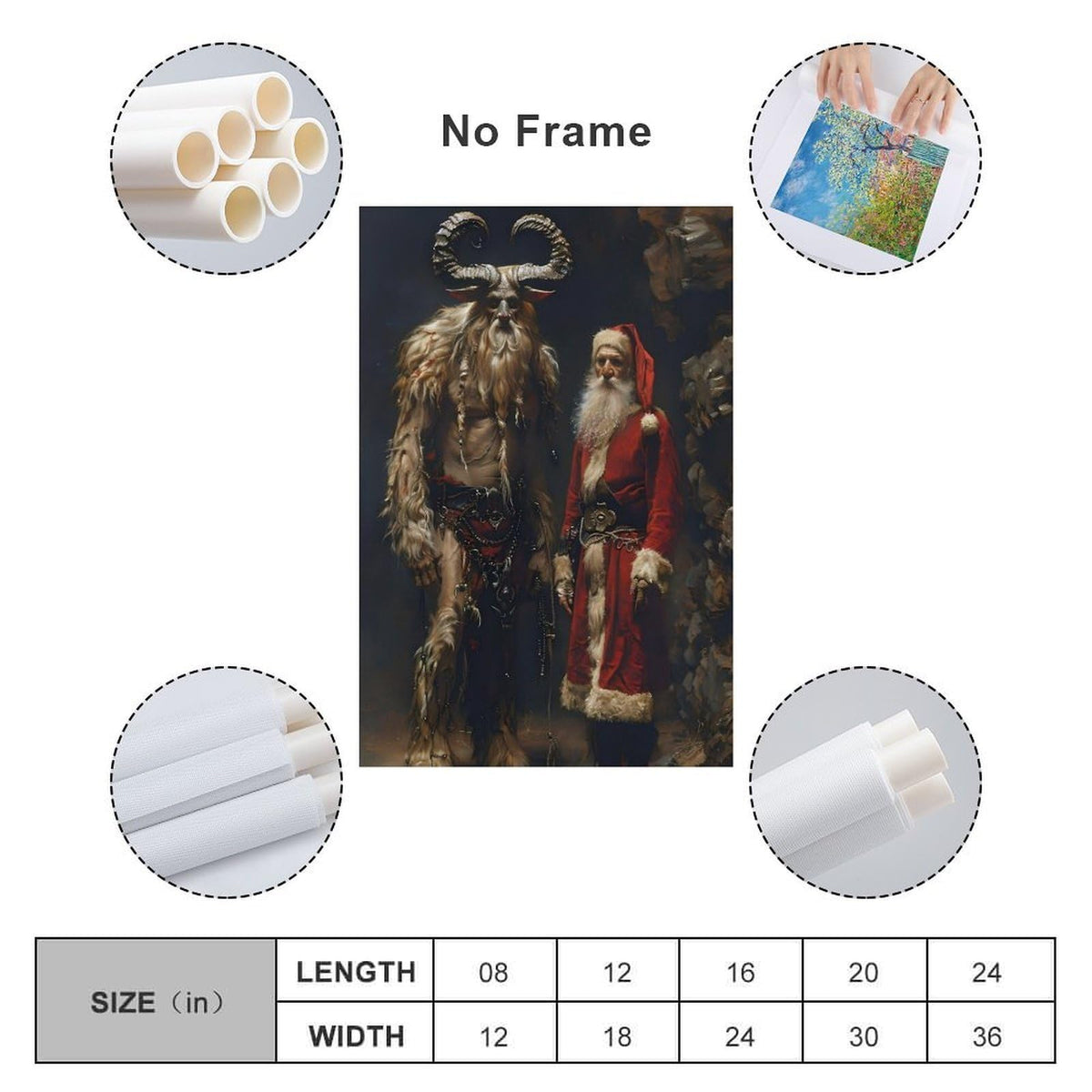 Saint Nicholas And Krampus Alpine Folklore Canvas Printing Wall Art Prints Festive Posters Scandinavian Rustic Style Christmas Yule Theme Wall Decor Living Room Bedroom Office Gift 12x18inch(30x45cm)