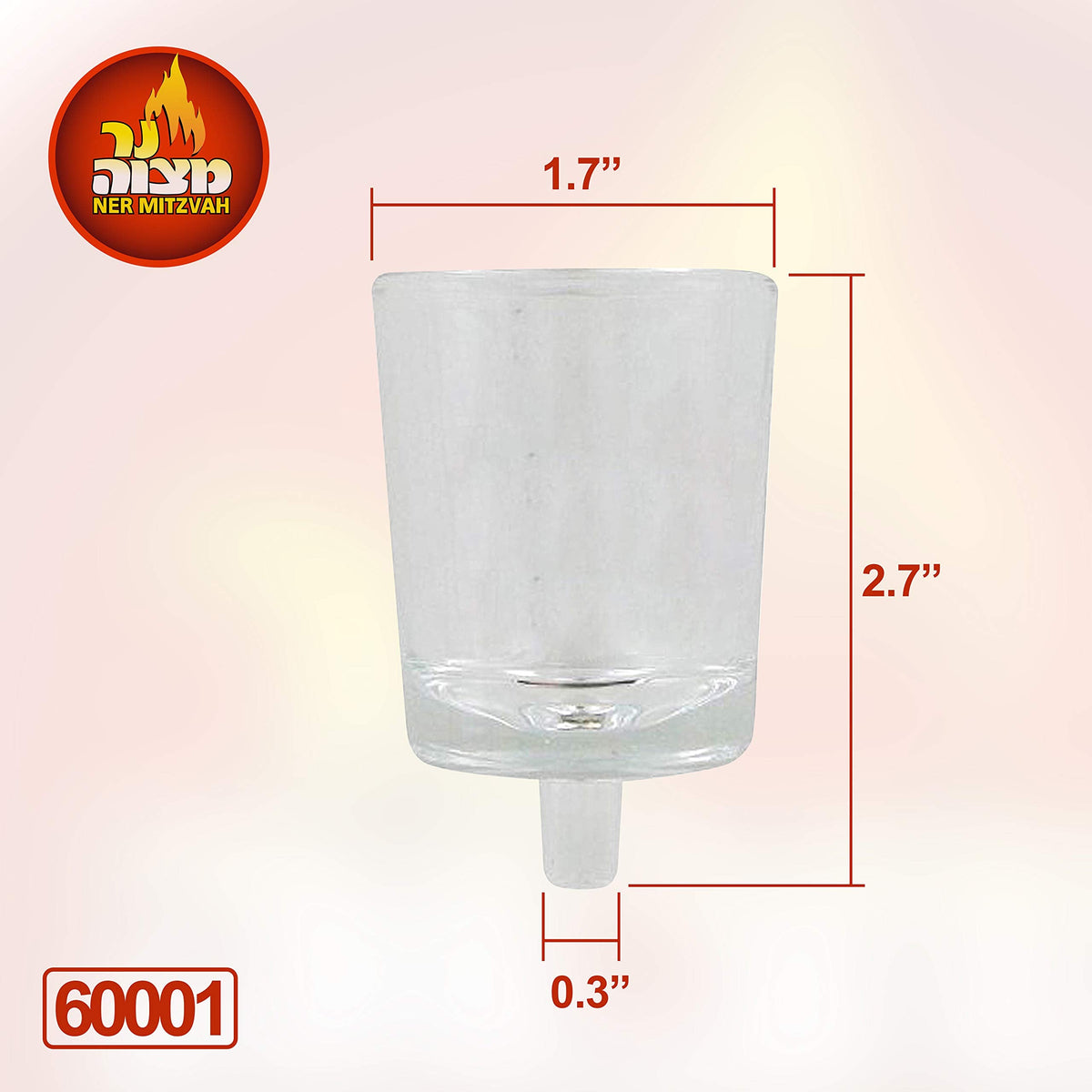 Ner Mitzvah Neironim Glass Shabbos Candle Holders - Premium Quality Clear Small Votive Cups, Standard Size for Neronim Shabbat Candles - Pack of 6