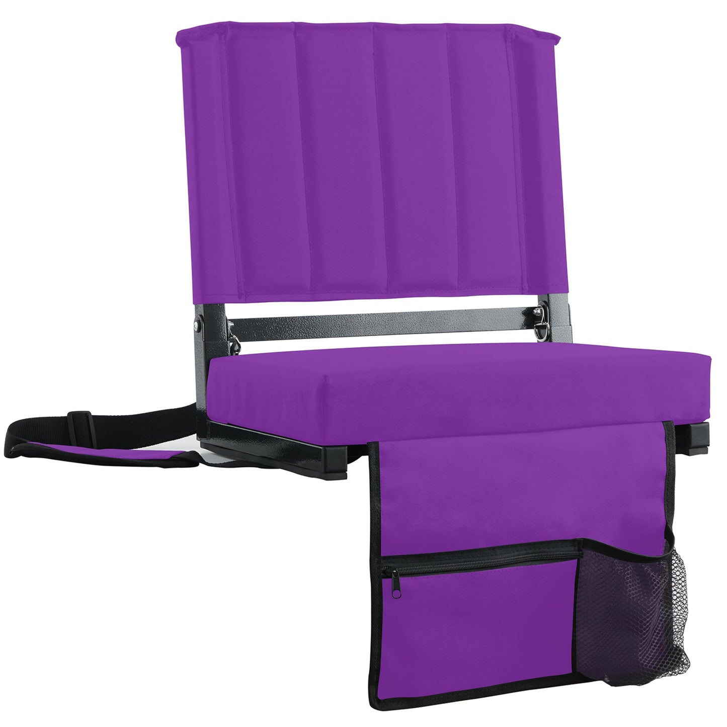 SPORT BEATS Stadium Seats with Back Support Bleacher Chairs with Back and Cushion Thick Padded Bleacher Seats Includes Shoulder Strap Dark Purple 1pc Standard