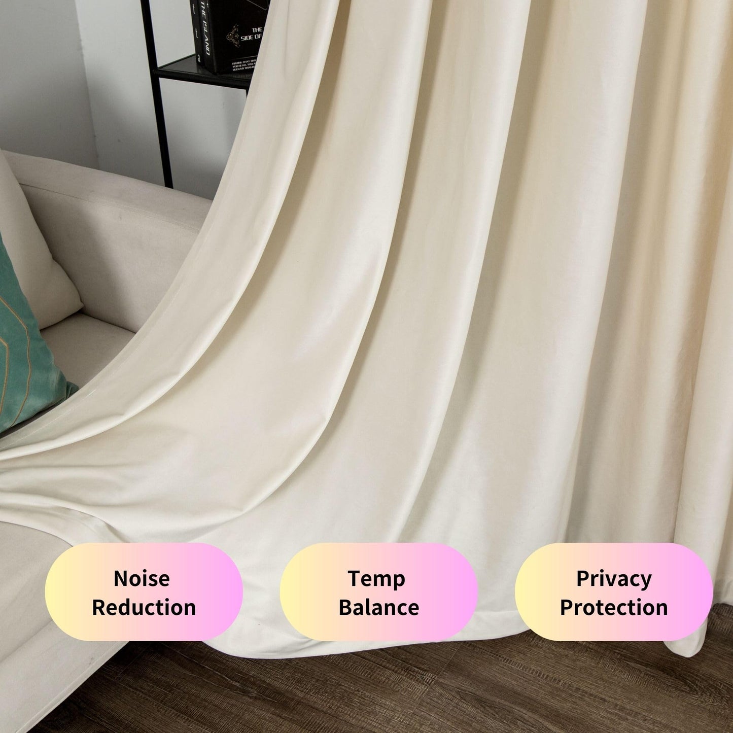 Aljctns Ivory Velvet Curtains 90 inches Long Luxury 60% Blackout Curtains for Bedroom Living Room,Thermal Insulated Super Soft Window Drapes Rod Pocket & Back Tab, 52" W x 90" L, 2 Panels
