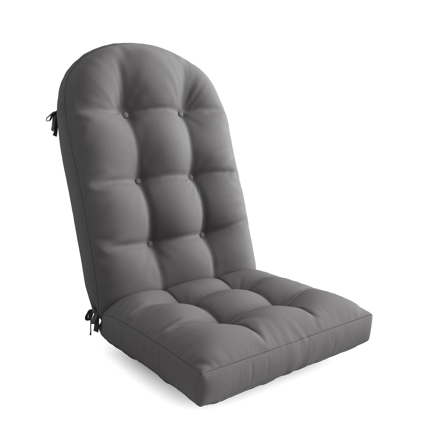 UDPATIO Adirondack Chair Cushion with Ties, Fade-Resistant High Back Outdoor Seat Cushions for Patio, Deck, Porch, Rocking Chairs & Lawn Furniture (Upper & Lower Lumbar Support)，Dark Grey