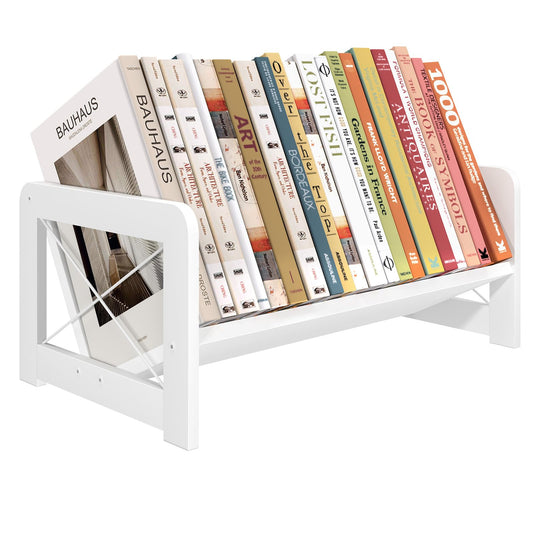 ELITEROO Mini Bookshelf for Desk, Desktop Bookcase, Single Cookbook Shelf, Tabletop Book Storage Rack, Tiny Book Organizer for Book Display & Storage, White