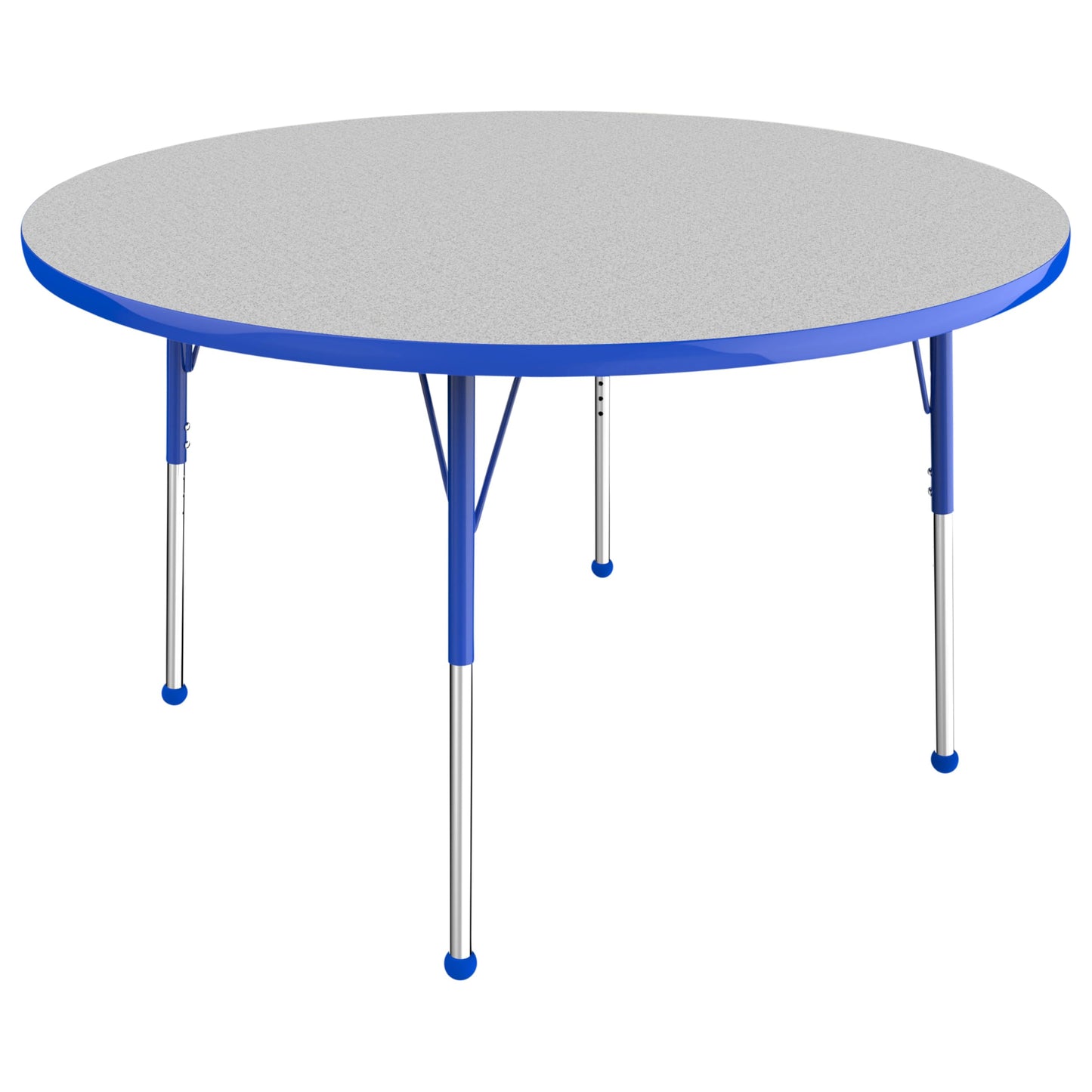 Factory Direct Partners FDP 48" Round Thermofused Classroom Activity Table with Standard Ball Glide Legs, Adjustable Height 19"-30" - Gray/Blue, 10138-GYBL