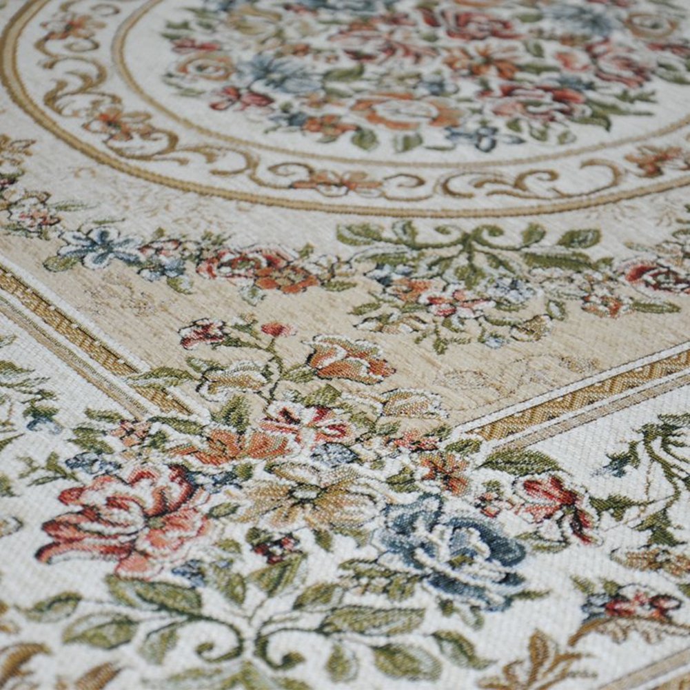 UKELER Home Collection Floral Design Modern Large Carpet for Living Room/Dining Room Floor, 5' x 7', Beige Garden