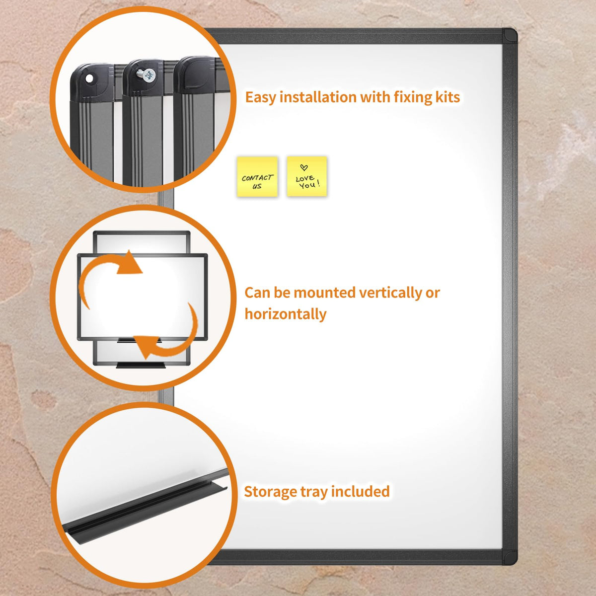 VIZ-PRO Magnetic Dry Erase White Board, 48 X 32 Inches, Black Aluminium Frame