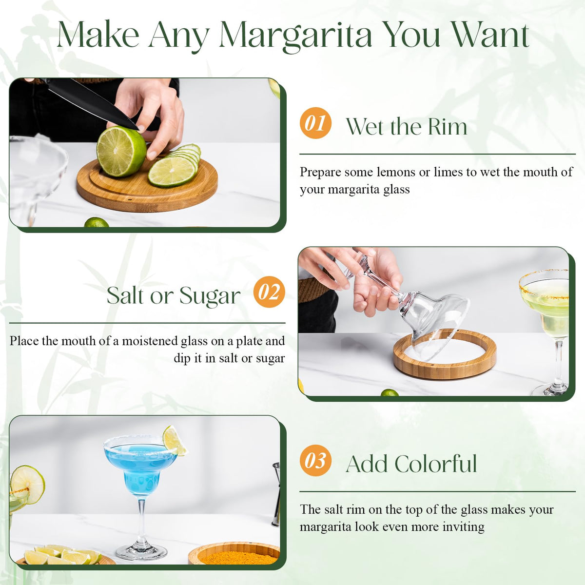 USEEKRIL 3-Tier Bamboo Margraita Salt Rimmer Set with 2 Glass&Lemon Squeezer,Margraita Kit Gift Set,Salt&Sugar Rimmer for Drinks,Glass Rimmer Tools with Magnetic Swivel Lid for Bartenders,Parties