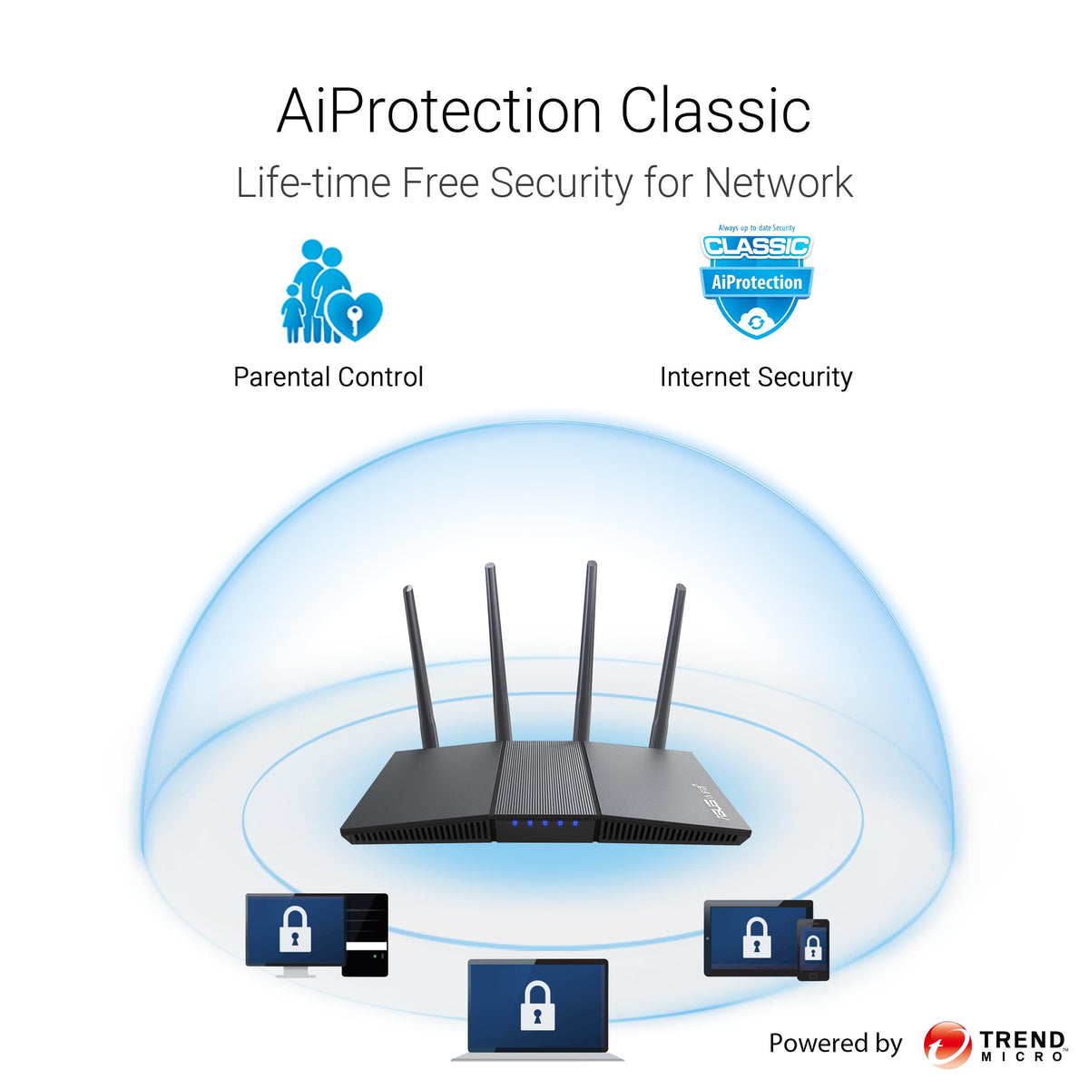 ASUS RT-AX3000S Dual Band WiFi 6 Extendable Router, Instant Guard, Parental Control Scheduling, Built-in VPN, AiMesh Compatible