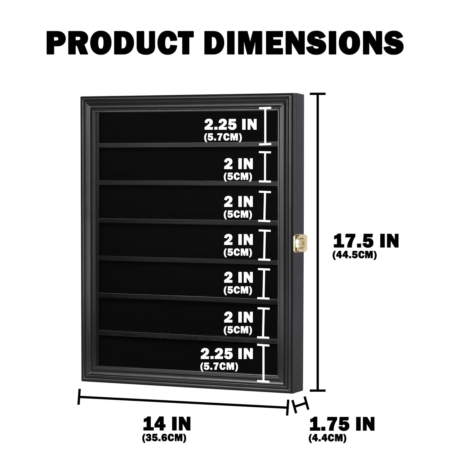 DisplayGifts Pocket Knife Display Case Stand Military Folding Knives Display Frame Shadow Box for Hunting Knives Collectibles with 98% UV Protection Lockable (Black Finish)