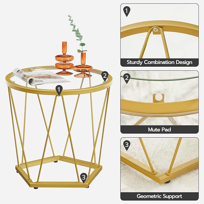 HOOBRO Small Coffee Table Set of 2, Round Coffee End Table