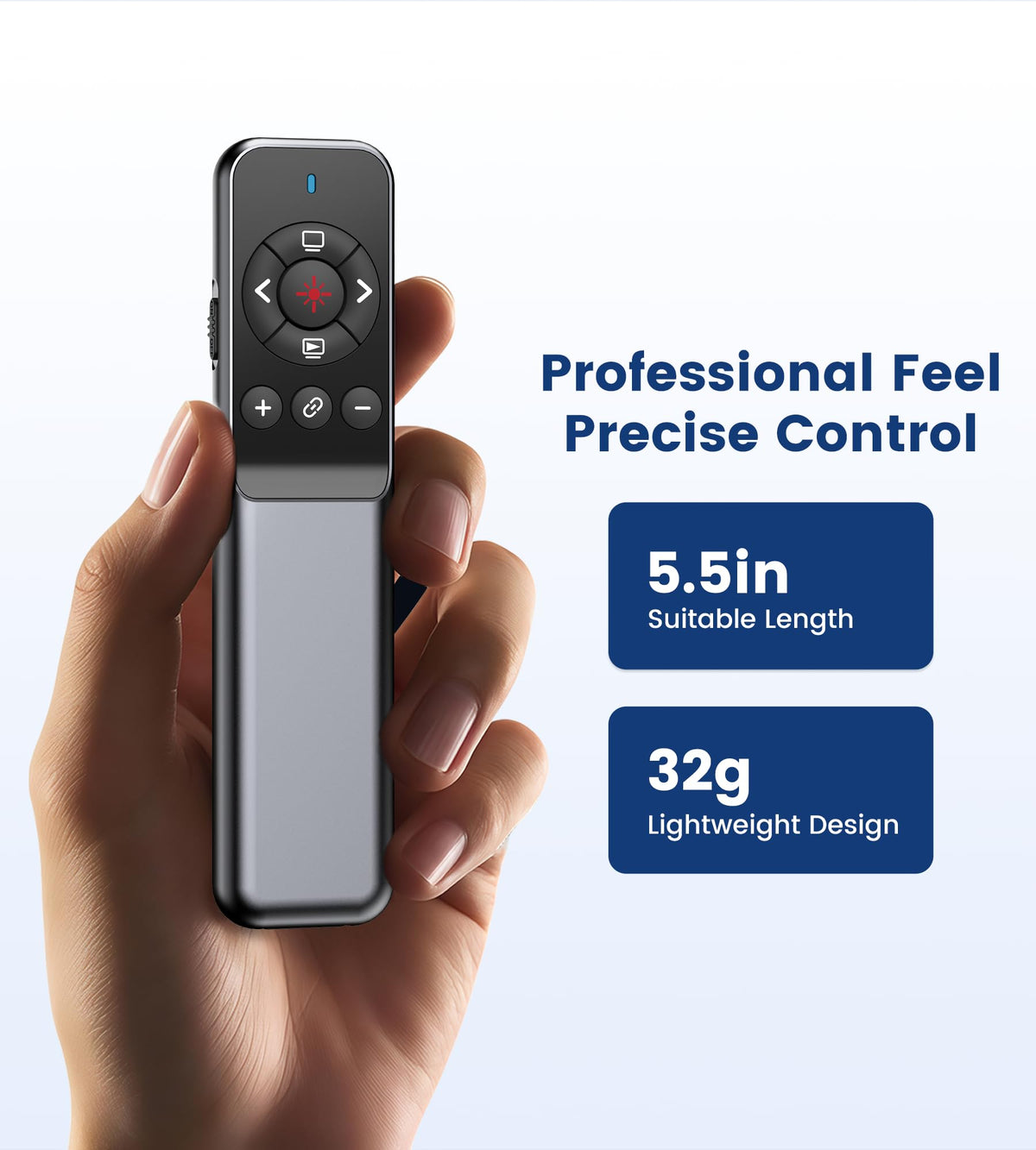 TITIANCOOL Wireless Presentation Clicker with Laser Pointer, USB-C & USB-A Dual Receiver, Hyperlink & Window Switch Support, 100M Red Light, Compatible with PowerPoint/Keynote/Google Slides