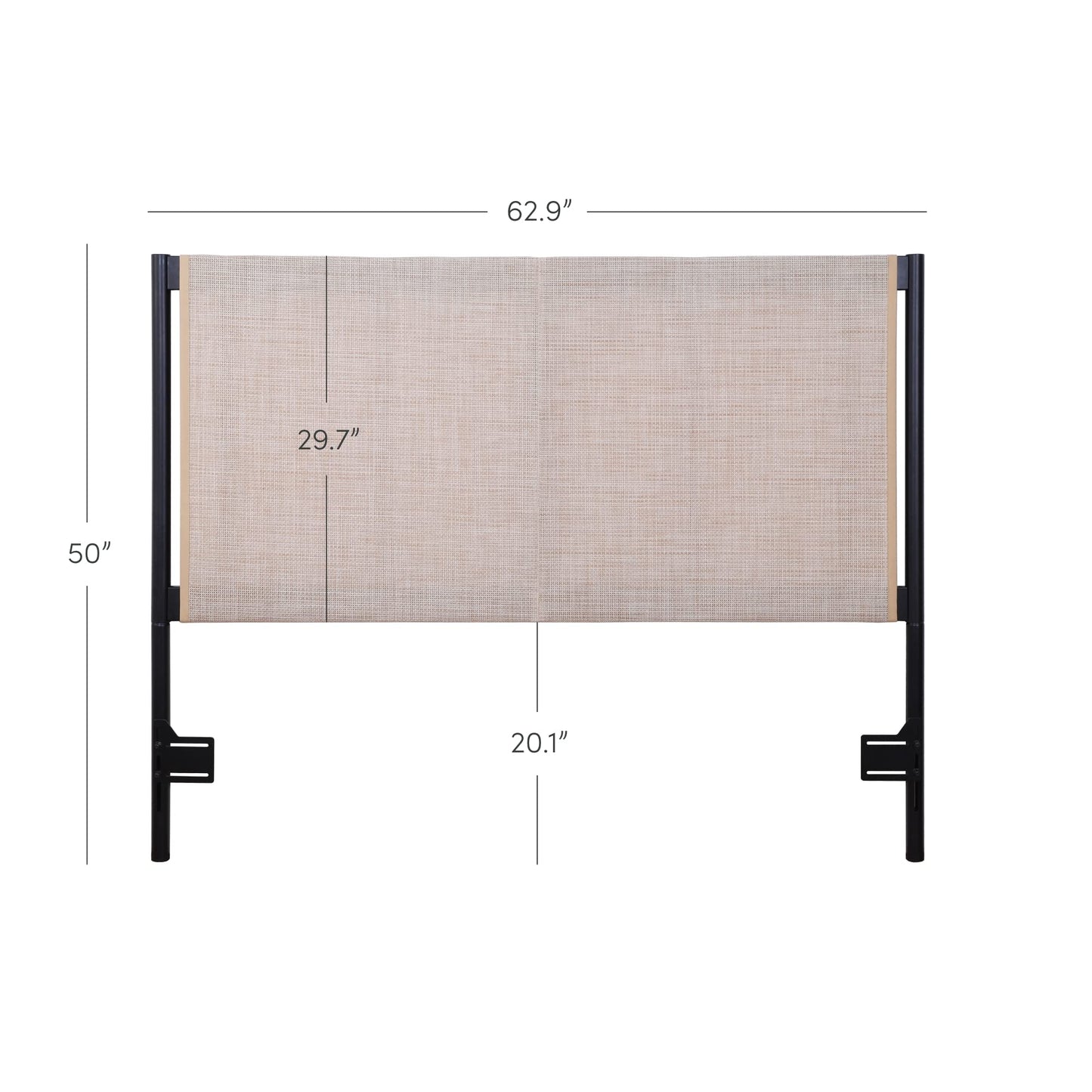 Nathan James Garcia Boho Rattan Headboard, Queen, Natural Cane/Black
