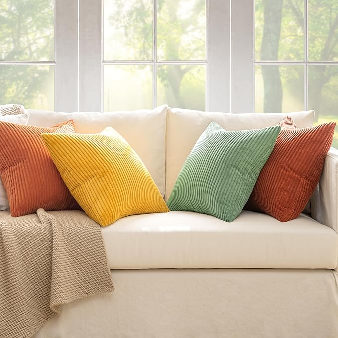 MIULEE Decorative Throw Pillow Covers 18x18 Inch Set of 4, Vibrant Cushion