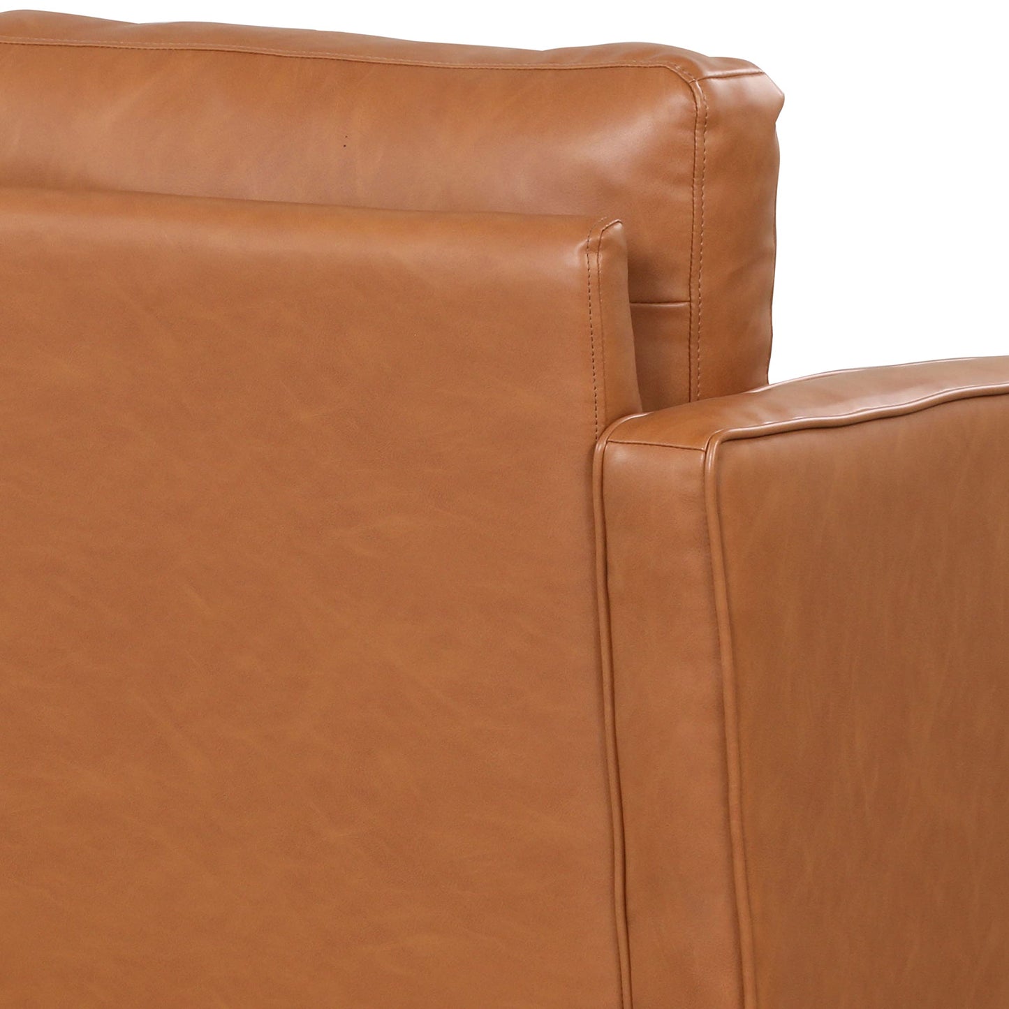 Studio Living® Lexington 75.6" Sofa, Mid-Century Modern, Pocket Coil Comfort, Easy Assembly, Vegan Leather, Carmel