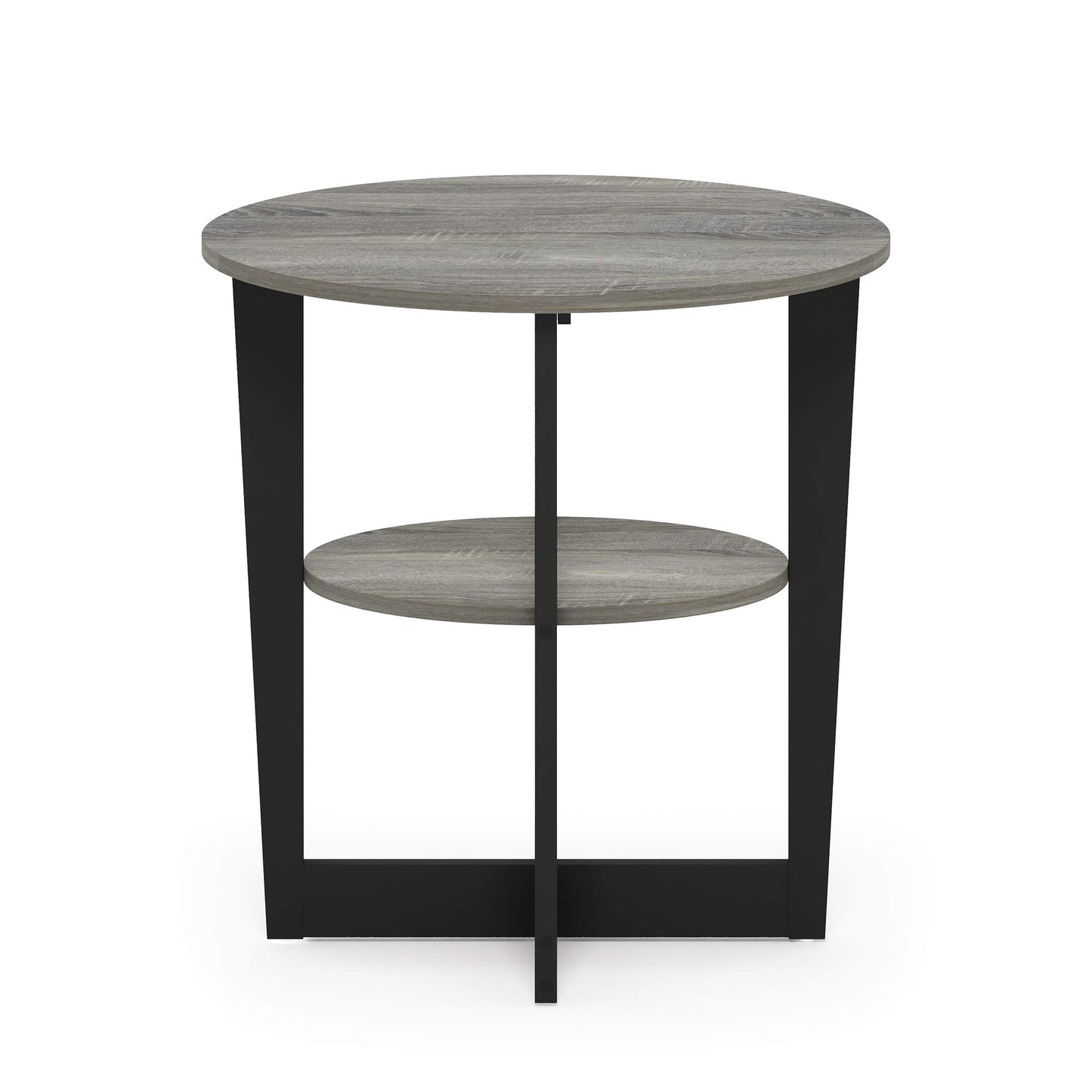 Furinno JAYA Side Table, 2-Tier Round Modern End Table with Oval Tabletop, Night Stand, Bedside Table with Open Shelf, for Living Room, Bedroom, French Oak