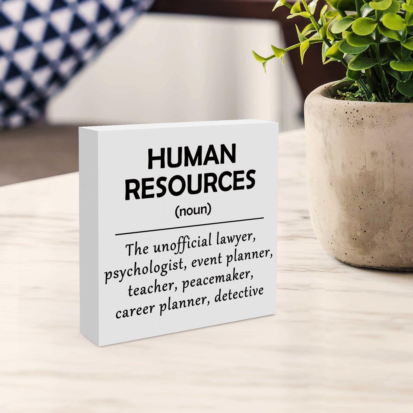 HR Gifts for Women Men HR Wood Box Sign Desk Decor Christmas Birthday Appreciation Gifts for Human Resources Staff Coworker Colleague Home Office Shelf Table Decoration 5 x 5 Inches