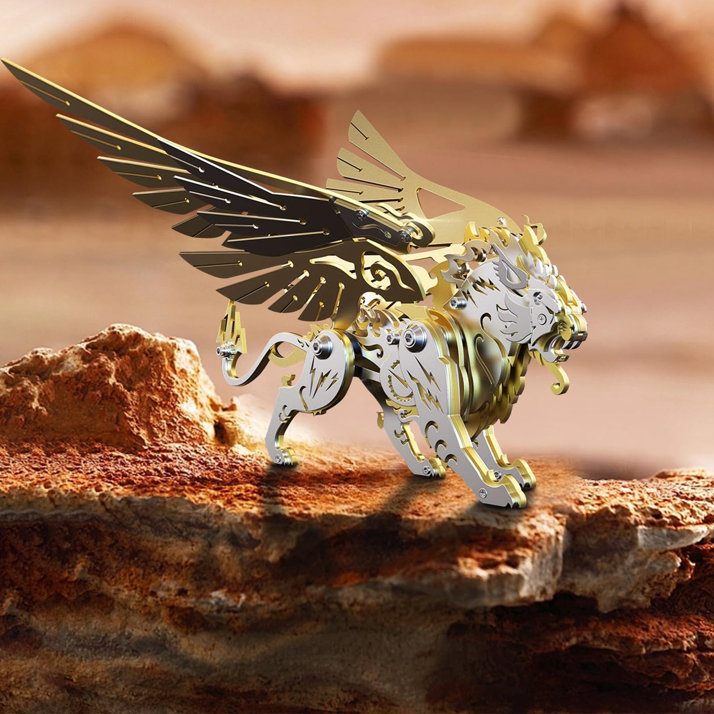 3D Metal Puzzles for Adults,3D Metal Model Kits Mechanical Golden White Tiger,Steel 3D Puzzles Stainless Steel Ornaments for Adults Home Decor Art Craft Gifts Toys.