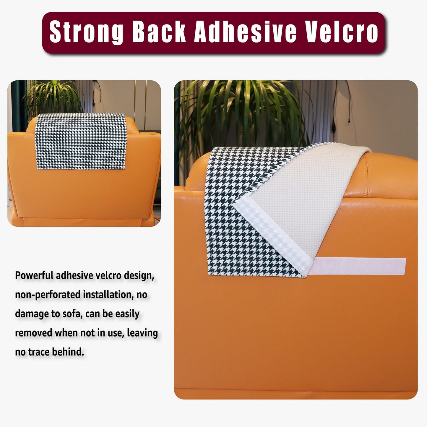 AmazeCov Non Slip Headrest Cover for Recliner Chair, Velvet Printed Lazy Boy Recliner Headrest Cover, Furniture Headrest Protector for Office Chair Theater Seat and Sofa, Houndstooth