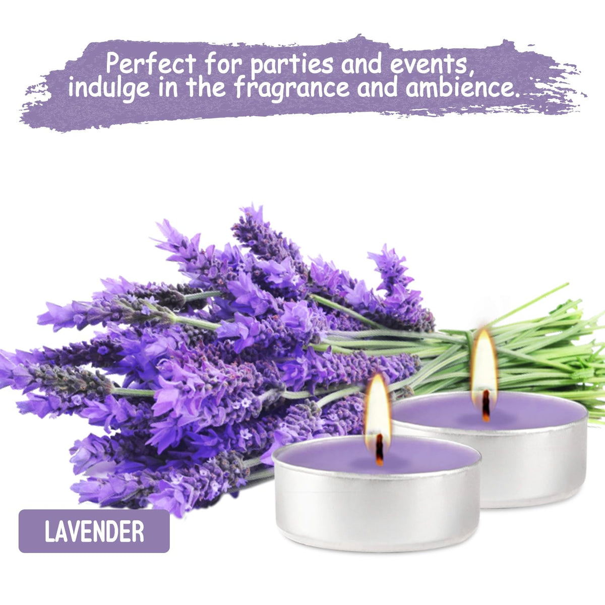 Wfmolcand Purple Lavender Scented Tealight Candles - Giant 100 Pack Candles -Smokeless, 4 Hour Burn - Gift Set for Valentine's Day, Christmas, Weddings Centerpiece & Home Decor
