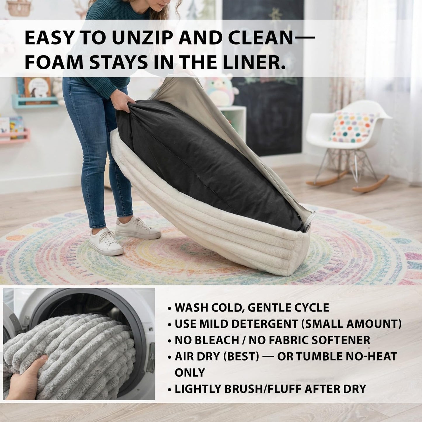 Matini Home Crash Pad - Sensory Pad with Cover Foam Blocks for Kids and Adults, Ideal Gymnastics Equipment to Jump, Play or Relax - Light Gray 48" X 48"