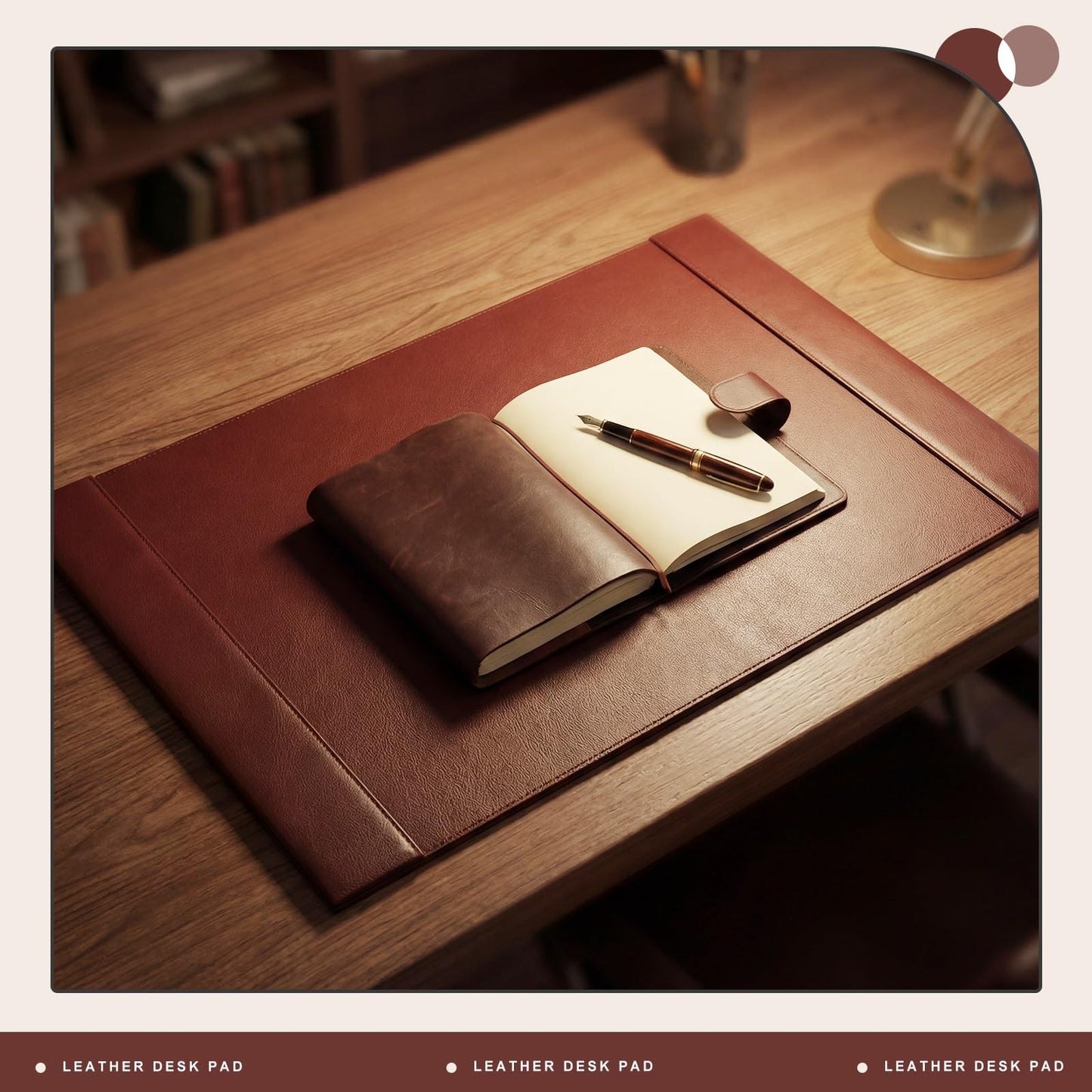 Saysurey 26.5 x 17.3 Inch Leather Desk Pad Protector with Side Rails, Executive Office Desk Mat for Home Workspace, Writing Surface, Mouse & Keyboard Pad, Elegant Gift for Men Dad Husband(Brown)