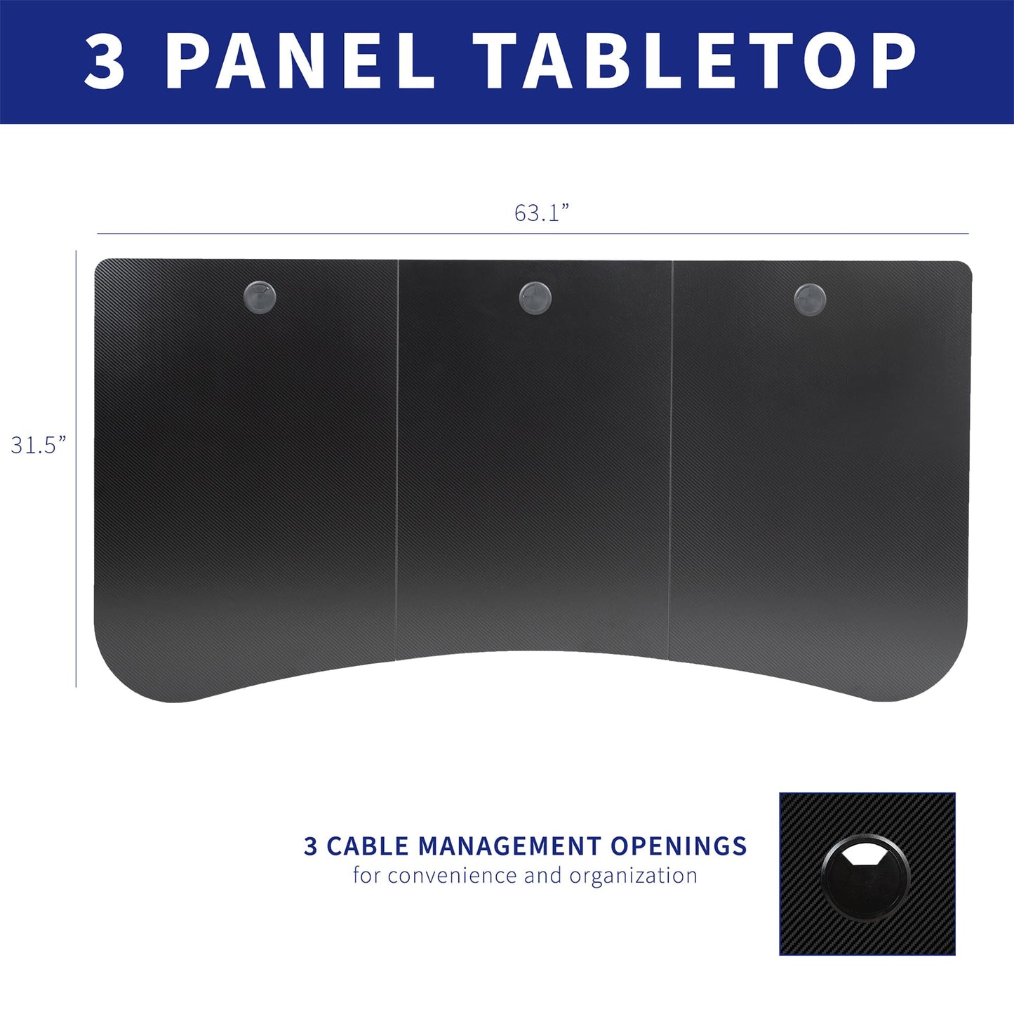 VIVO 63 x 32 inch Universal Table Top for Standard and Sit to Stand Height Adjustable Home and Office Desk Frames, Black Carbon Fiber Desktop, DESK-TOP1R