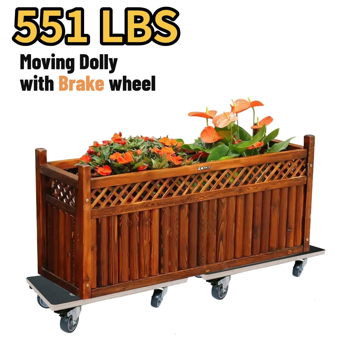 DrTakepeak Anti-Slip Plywood Platform Dolly 2 Swivel + 2 Brake Caster Wooden Cart 550 Lbs Capacity (2 Packs per Set) Furniture Transporter Widely Use for Moving Heavy Furnitures,Goods, Green Plants