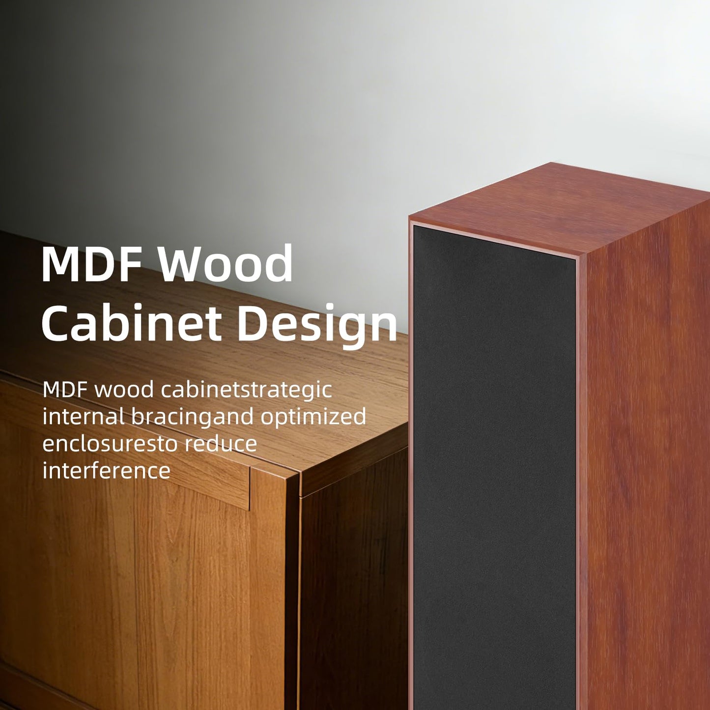 Elimavi Passive Floorstanding Stereo Speakers, Tower Design with 1" Tweeter and 6.5" Woofer, Two-Way System, 4-Ohm Impedance, 120W RMS, Sturdy MDF Cabinet, Ideal for Home Theater Systems, Brown