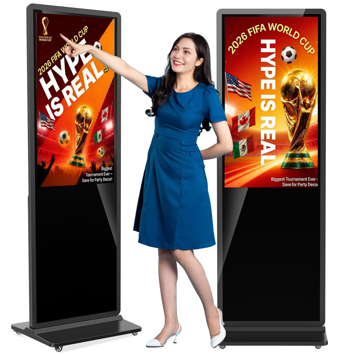 YCKJNB 43 inch Indoor Digital Signage Touchscreen,CMS Software,IPS Floor Standing Digital Kiosks Interactive Displays with WiFi HDMI/USB Input Auto AD Player, Android OS Black