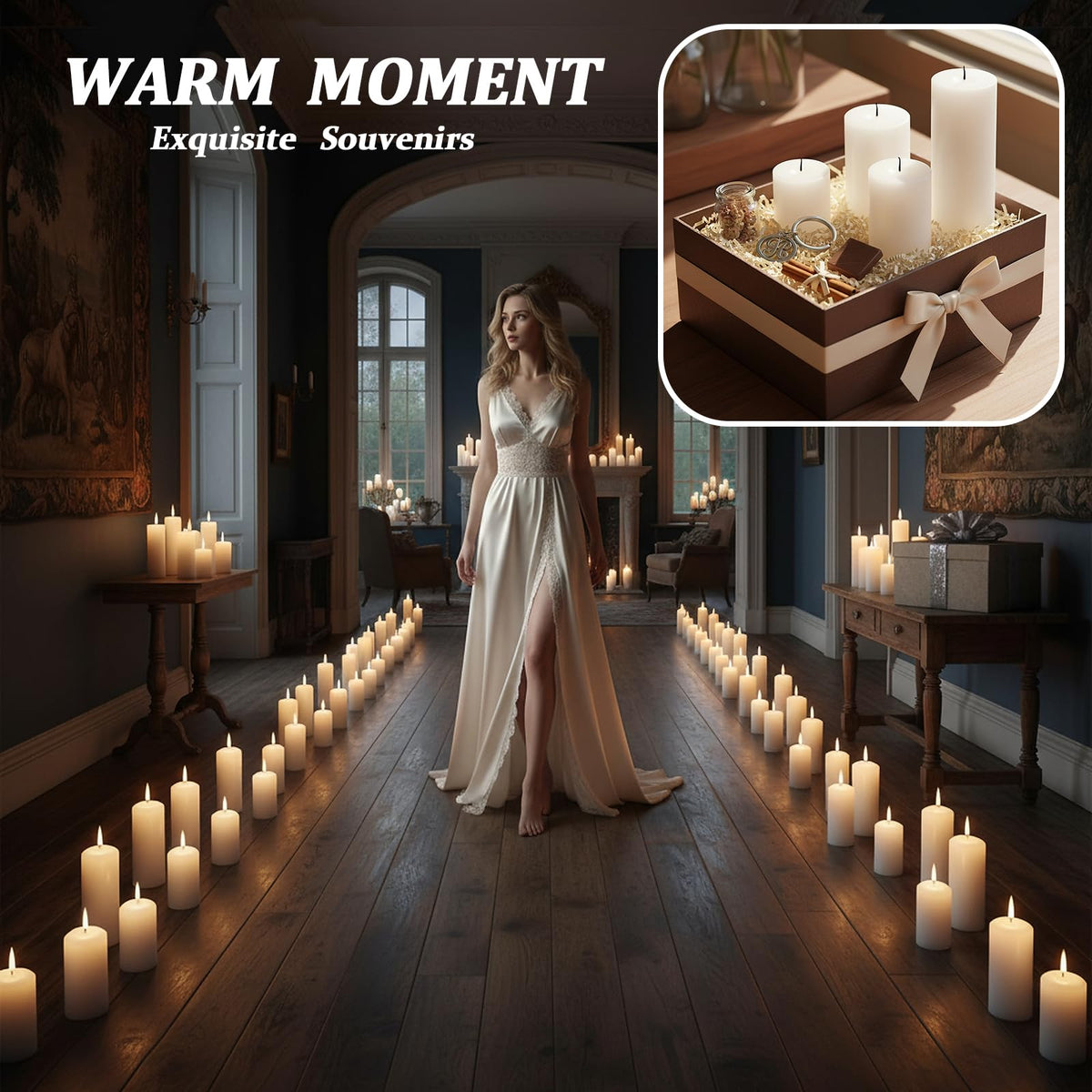 Trxvxo White Pillar Candles Bulk Set of 36，Hurricane Candles，3 Different Lengths 2 x 3/6/8 Inch (12 Each)，Dripless Unscented Smokeless，Gives You a Better Atmosphere When Organizing an Event Party.