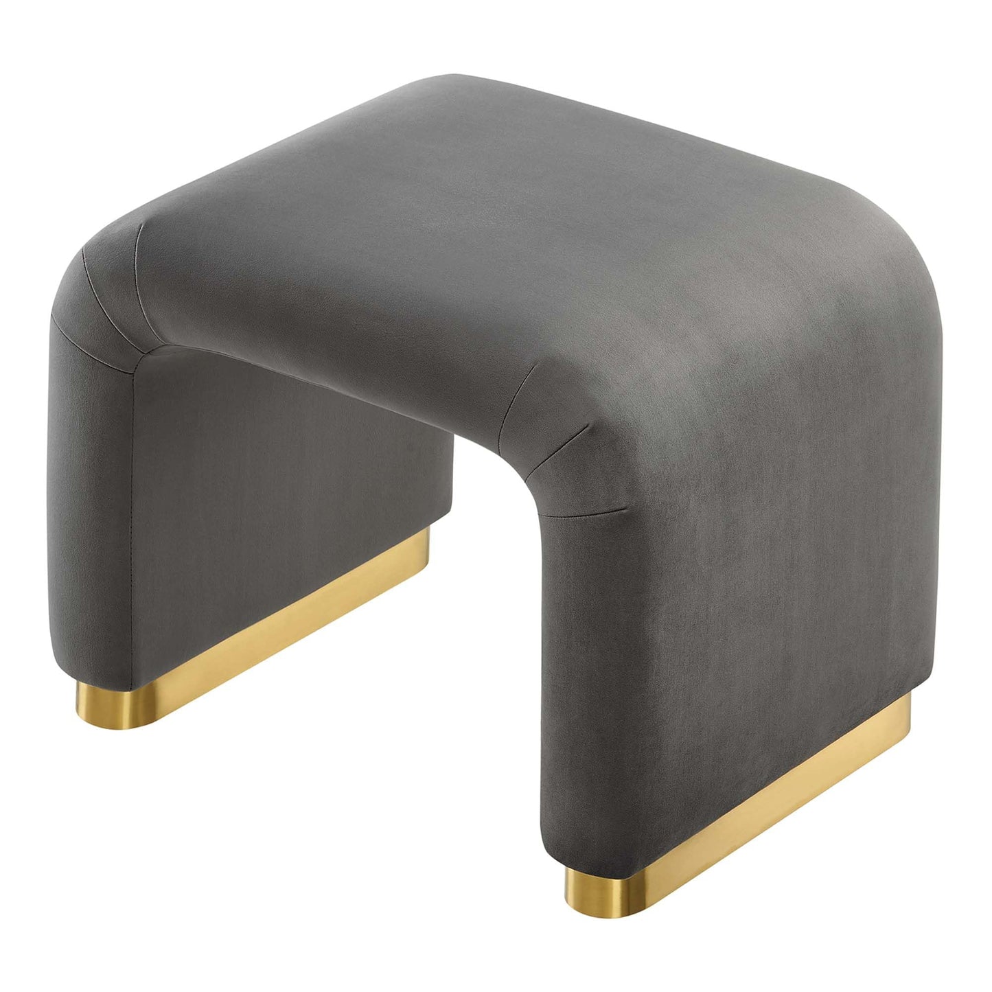 Modway Koda 24" Performance Velvet Upholstered Waterfall Stool or Side Table in Brass Storm Gray, 24 Inches
