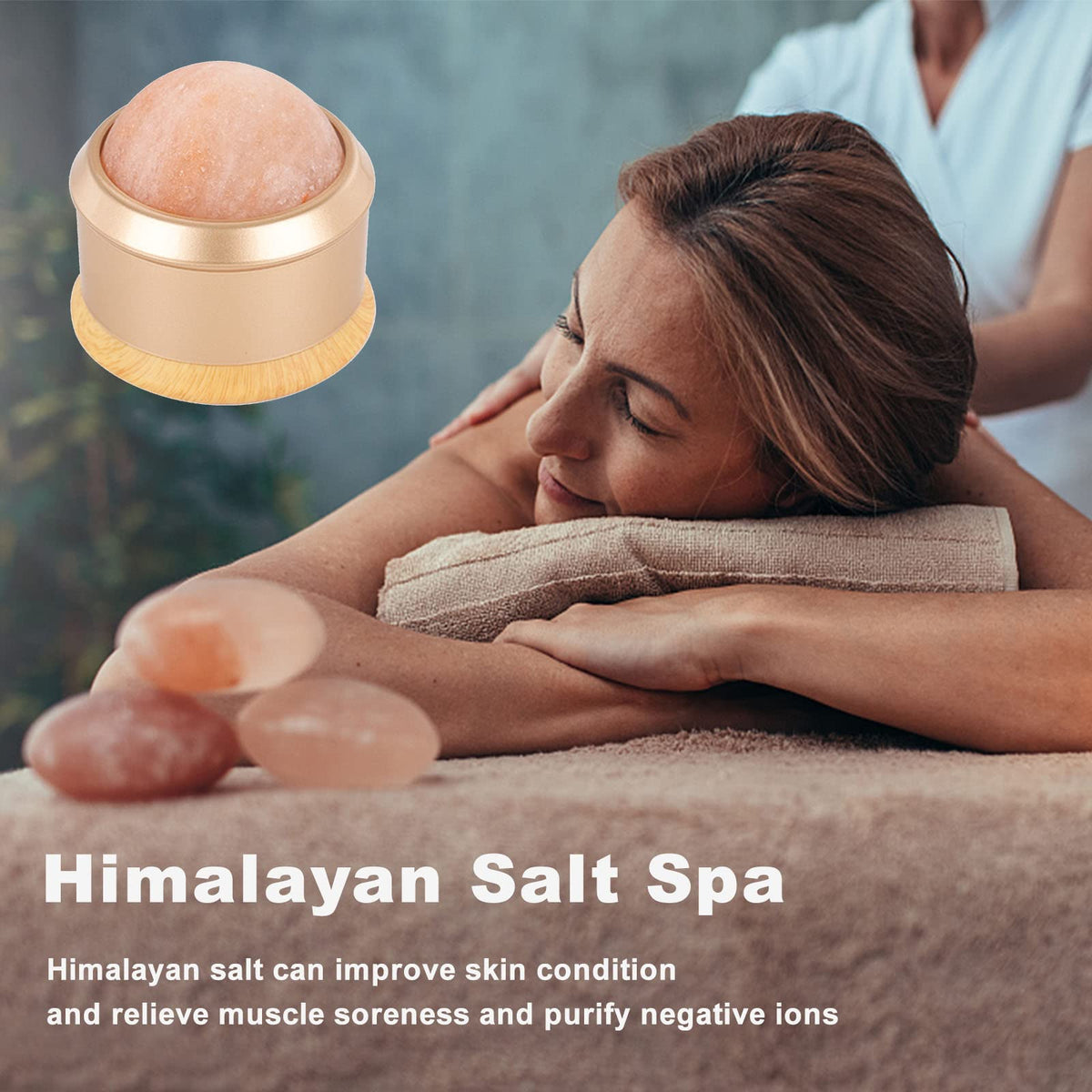 gemshan Himalayan Salt Massage Ball - Full Body Roller Tool, Neck Back Arm Pain Relief