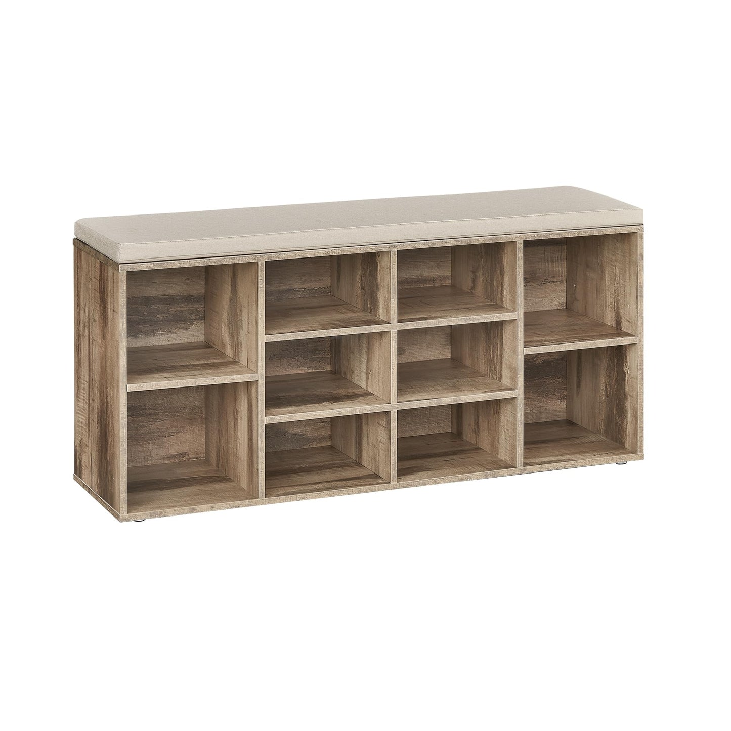 VASAGLE CUSTOS Collection - Shoe Bench, Storage Bench with Padded Seat, Entryway Bench with 10 Compartments, for Bedroom, 11.8 x 40.9 x 18.9 Inches, Camel Brown and Cappuccino Beige ULHS010K02