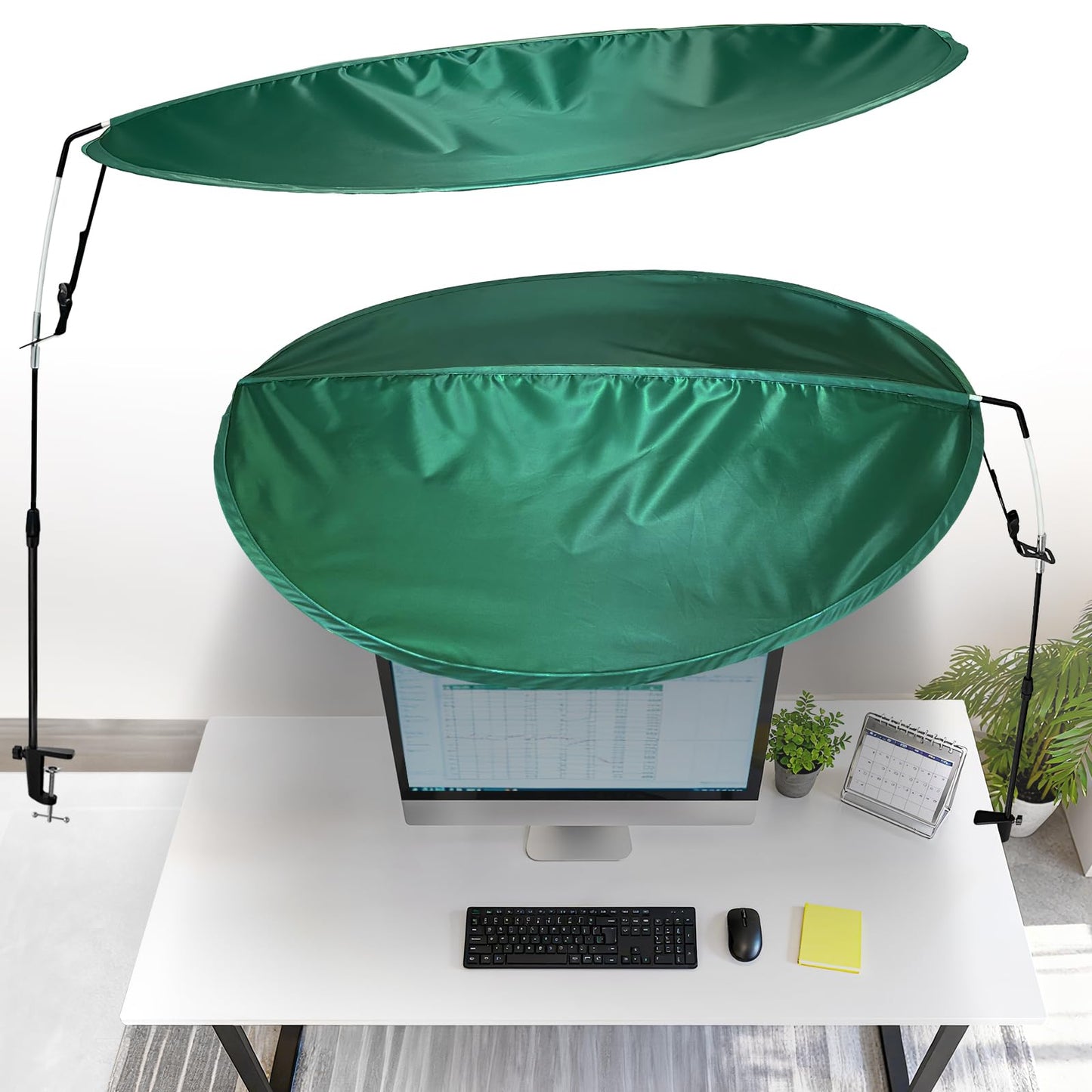 CKAGF Green Adjustable Office Cubicle & Desk Shade – Oval Design for Wider Coverage, Blocks Light and Distractions, Creates a Private and Comfortable Workspace