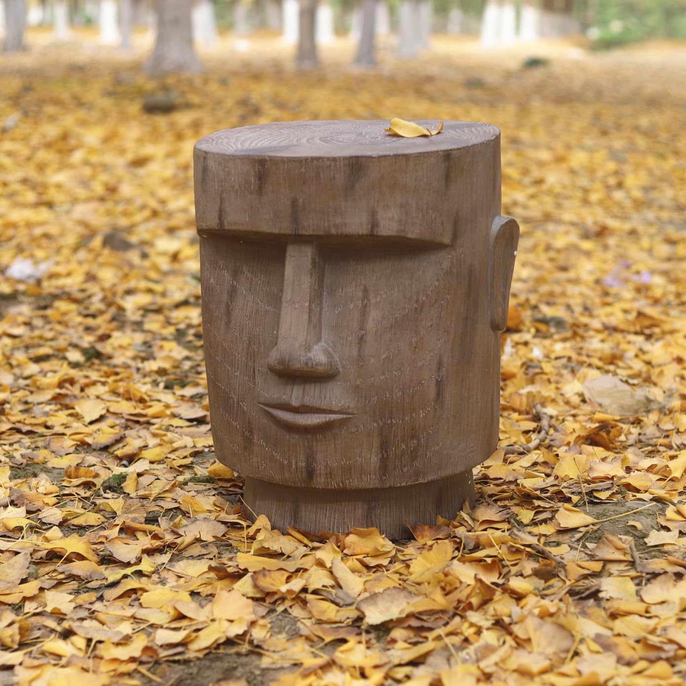 ARSTRIA Outdoor Side Table Easter Island AHU Akivi Moai Statue Pedestal End Table Stool for Home Patio Deck Sunroom Garden Balcony Yard Lawn Grey