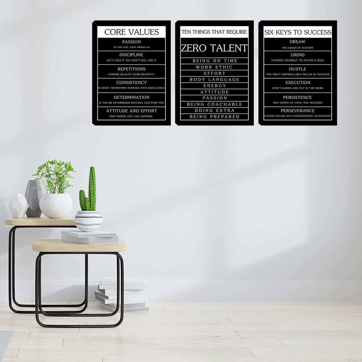 Inspirational Motivational Wall Art Set - Canvas Wall Art Framed Paintings for Office, Living Room, Bedroom - (36''W x 16''H)