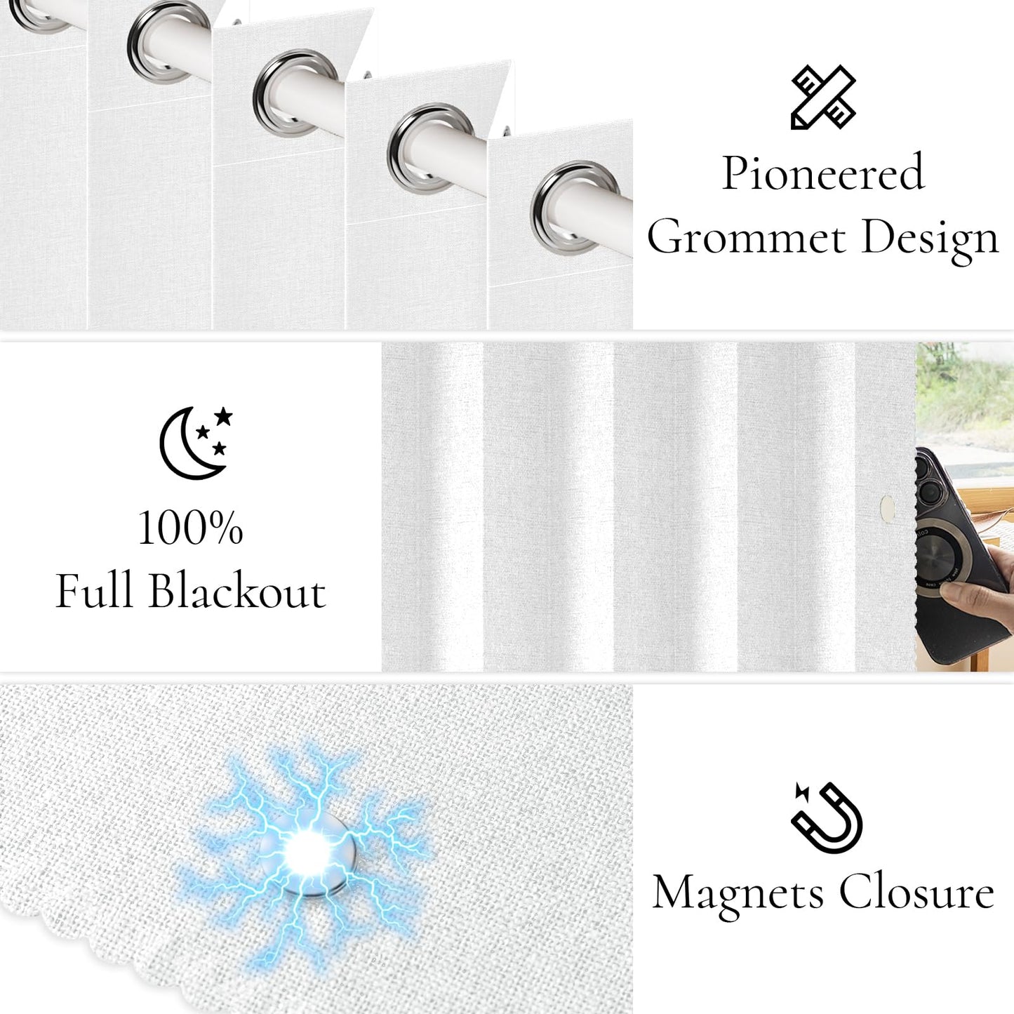 HMYI Fabric Vertical Shades & Blinds, 100% Blackout Door Shades, Window Shade, Vertical Shade for Sliding Doors, 1 Panel, W100 x L84, White