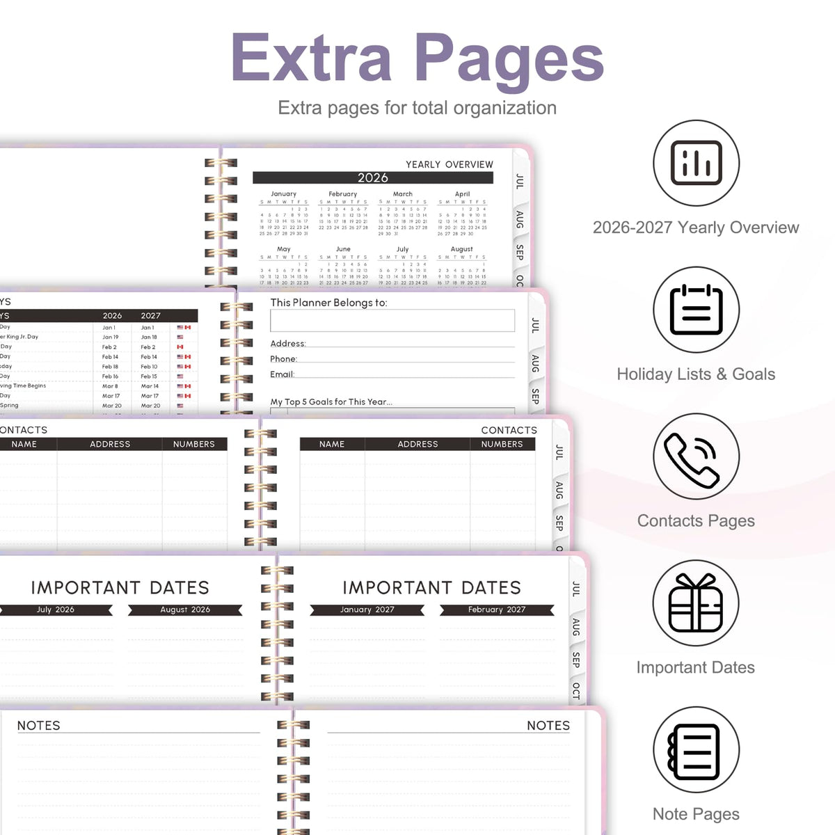 Planner 2026-2027, Weekly and Monthly Academic Planner, July 2026 - June 2027, Hardcover Calendar Agenda Book for School Year Planning, School Supplies for Teacher and Student, A5(6.3'' x 8.5'')