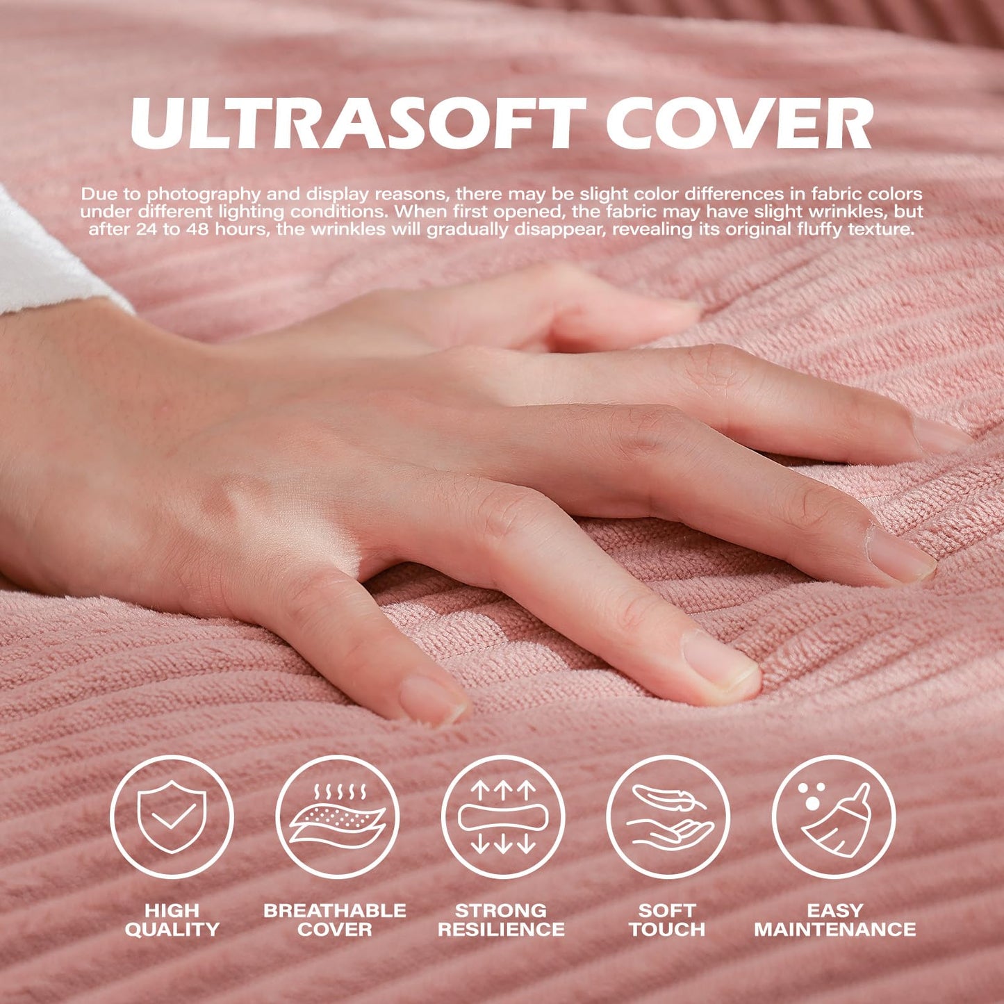 UODERS Bean Bag Chair, Cozy Fluffy Beanbag Chairs with Filler for Teens and Kids, Floor Lazy Sofa for Living Room Gaming & Reading (S-Rose)