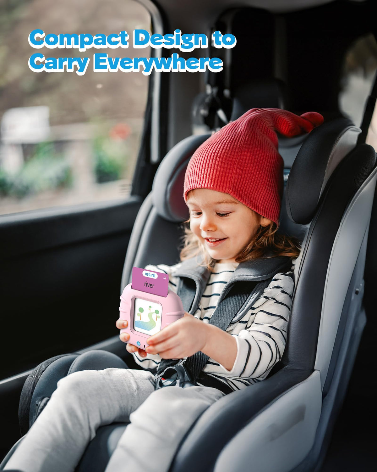 Airbition Talking Flash Cards for Toddlers 1 2 3 4 Year Olds, Montessori Language Learning Toys with 224 Words, Pocket Speech Therapy Toys, Children's Sensory Educational Device, Pink