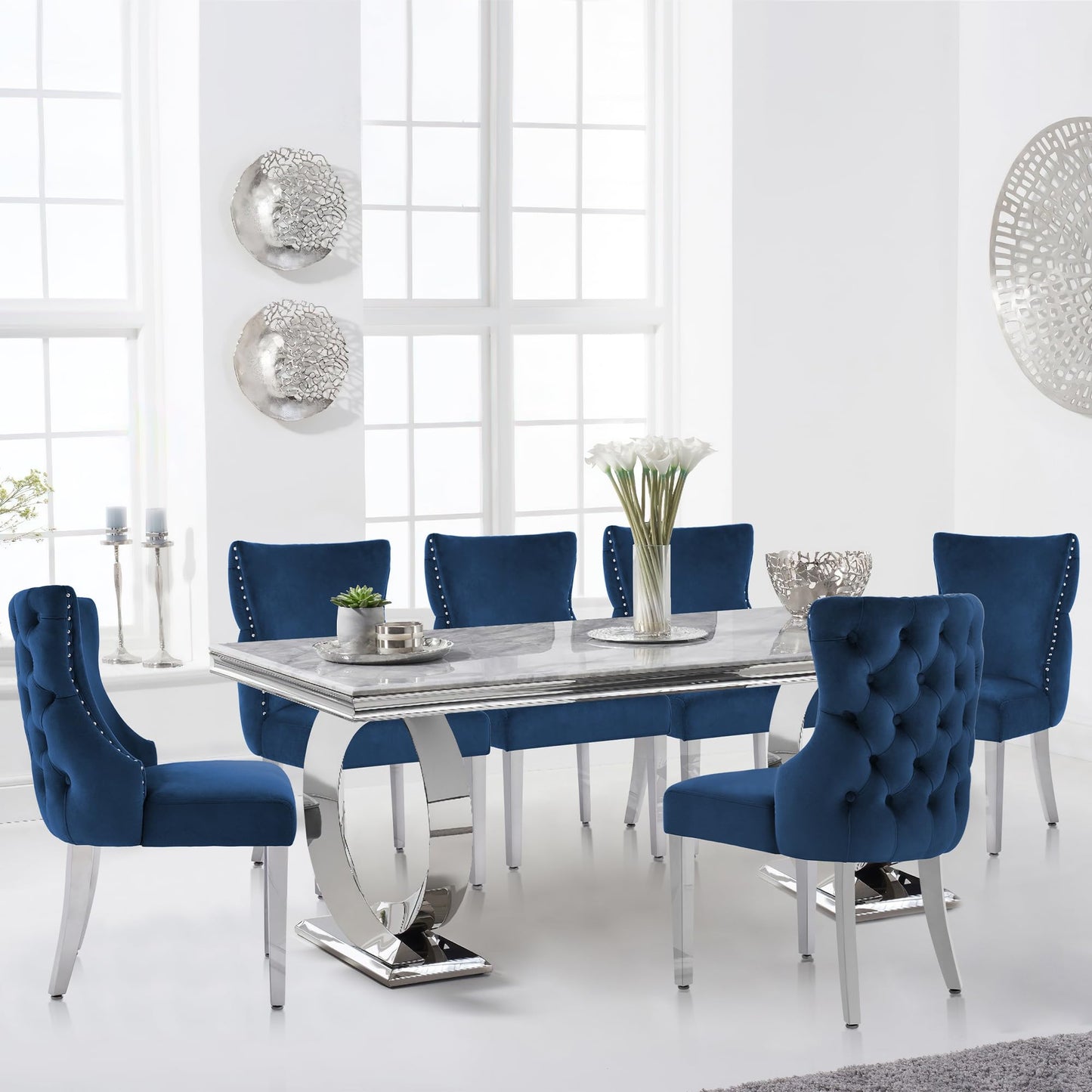 UDAX Velvet Dining Chairs Set of 4, Upholstered Tufted Backrest Sillas de Comedor, Luxurious Dining Chairs with Stainless Steel Legs, Modern Seating for Kitchen, Bedroom & Living Room