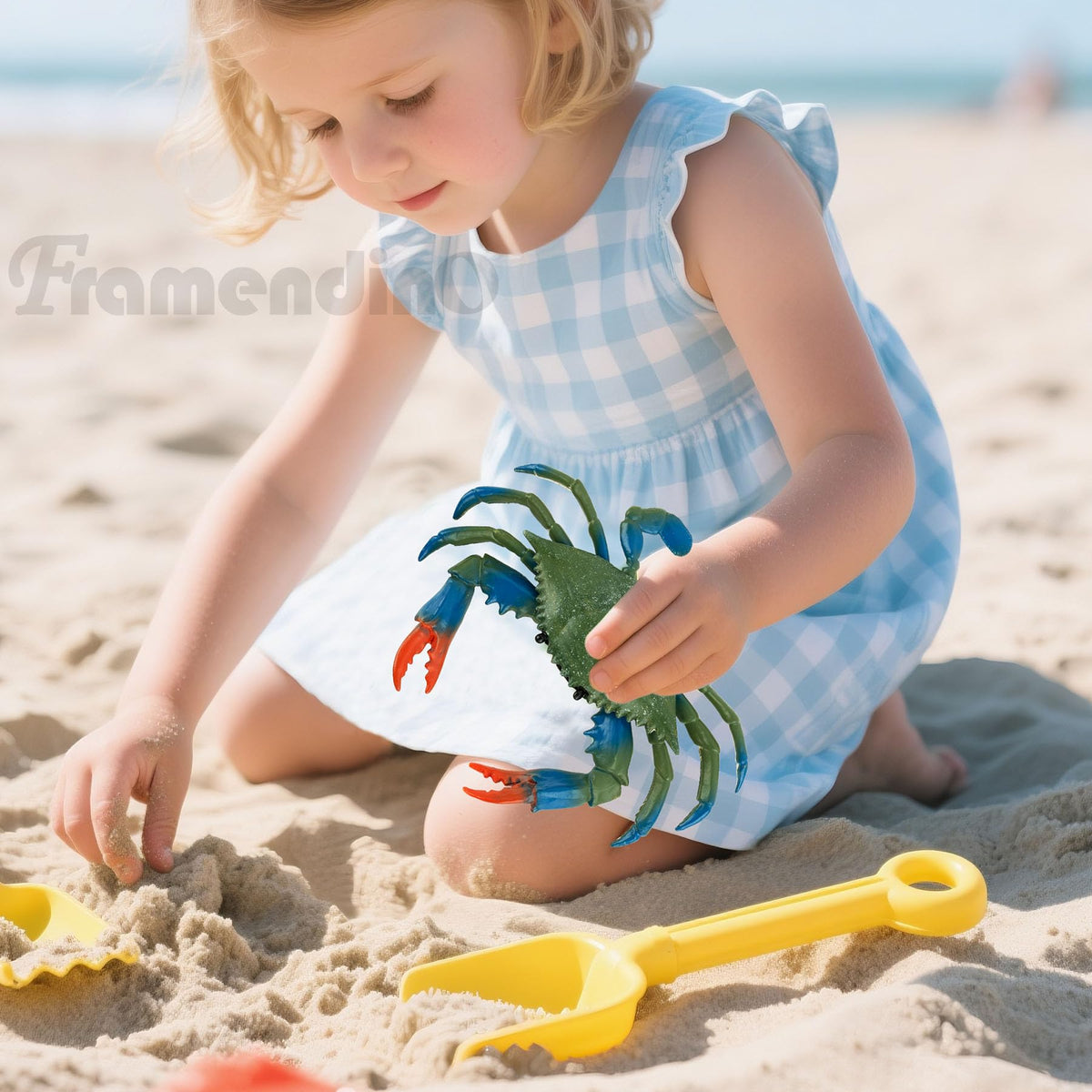 Framendino, 2 Pack Artificial Plastic Realistic Crab Style Decor Sea Animals Blue