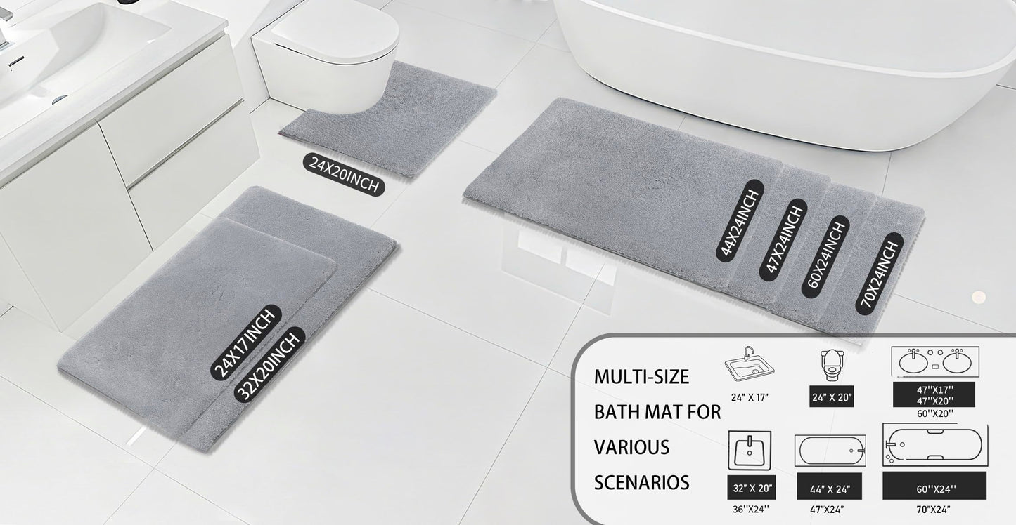 MINIDEAR Toilet Rugs 24x20 - U Shaped Dark Gray Thick Memory Foam Contour Rugs,Ultra Soft & Plush Fluffy, Non-Slip, Quick Dry, Absorbent Washable Floor Microfiber Mat for Home Decor Accessories