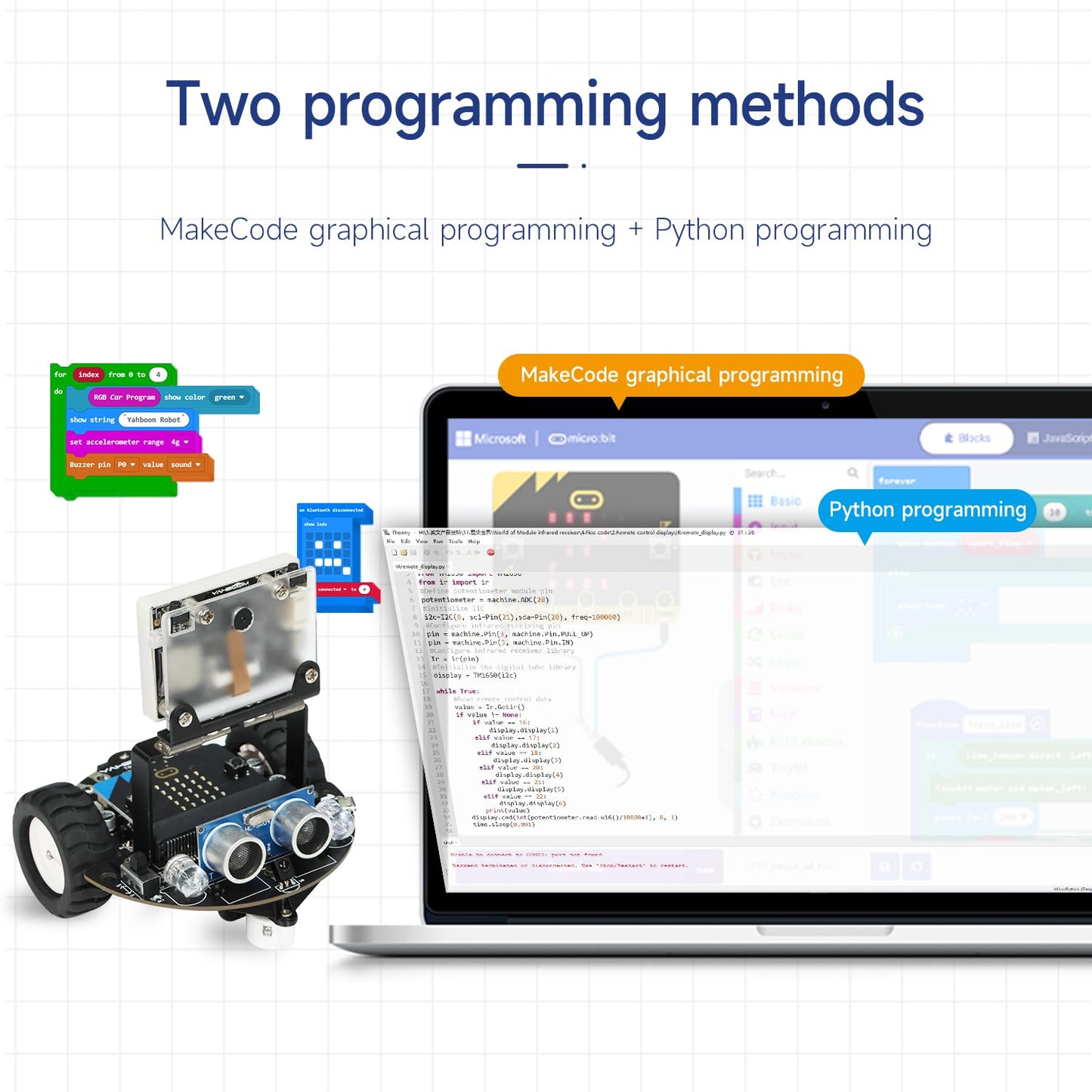 Yahboom Robot Car Adopts MakeCode Graphical Programming, K210 Module Adopts MicroPython Programming