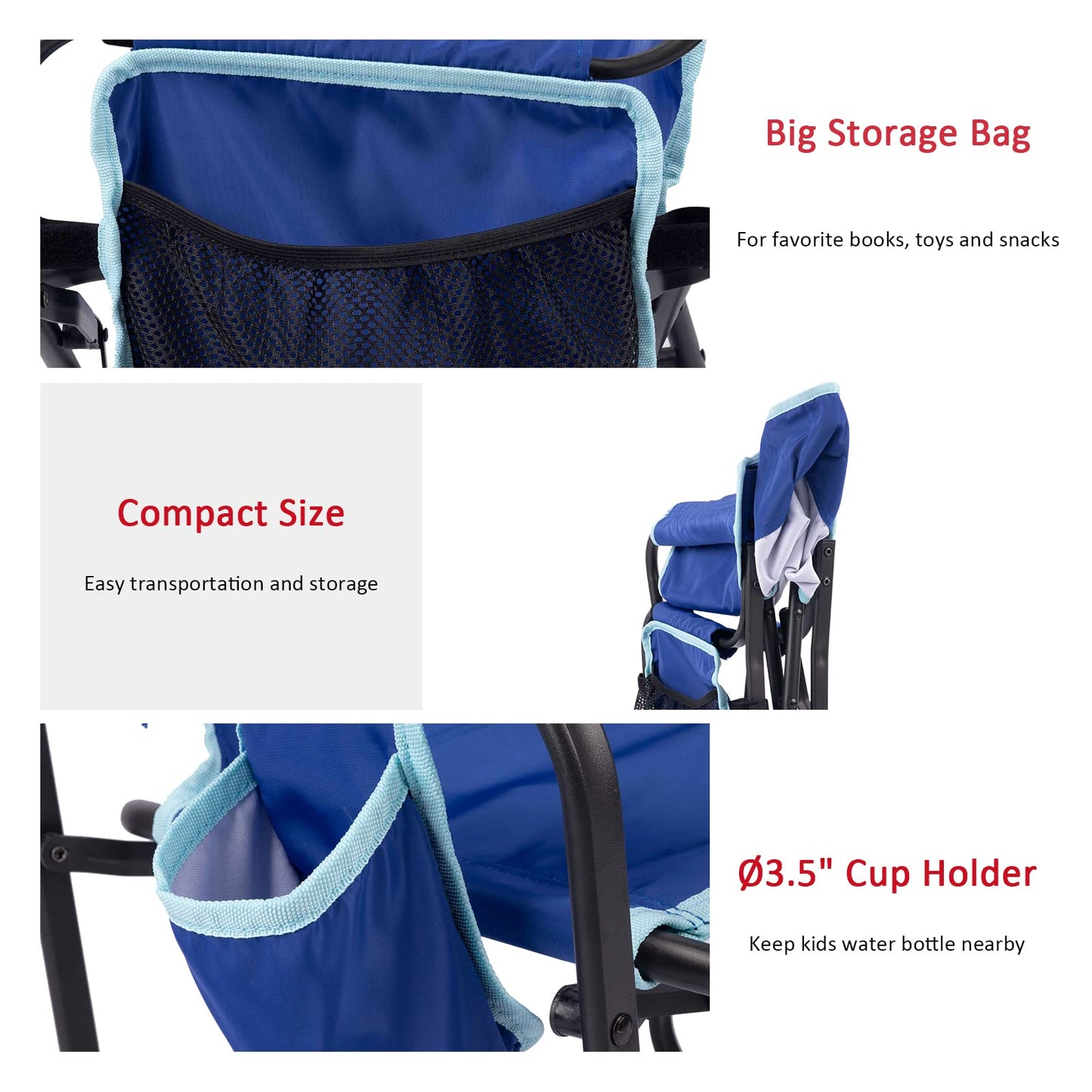 SUNNYFEEL Small Camping Chair, Portable Folding Aluminum Directors Chairs Lightweigh with Cup Hold, Pocket for Beach,Trip,Picnic,Outdoor Sports Events Foldable Camp Lawn Chair with Backpack Straps