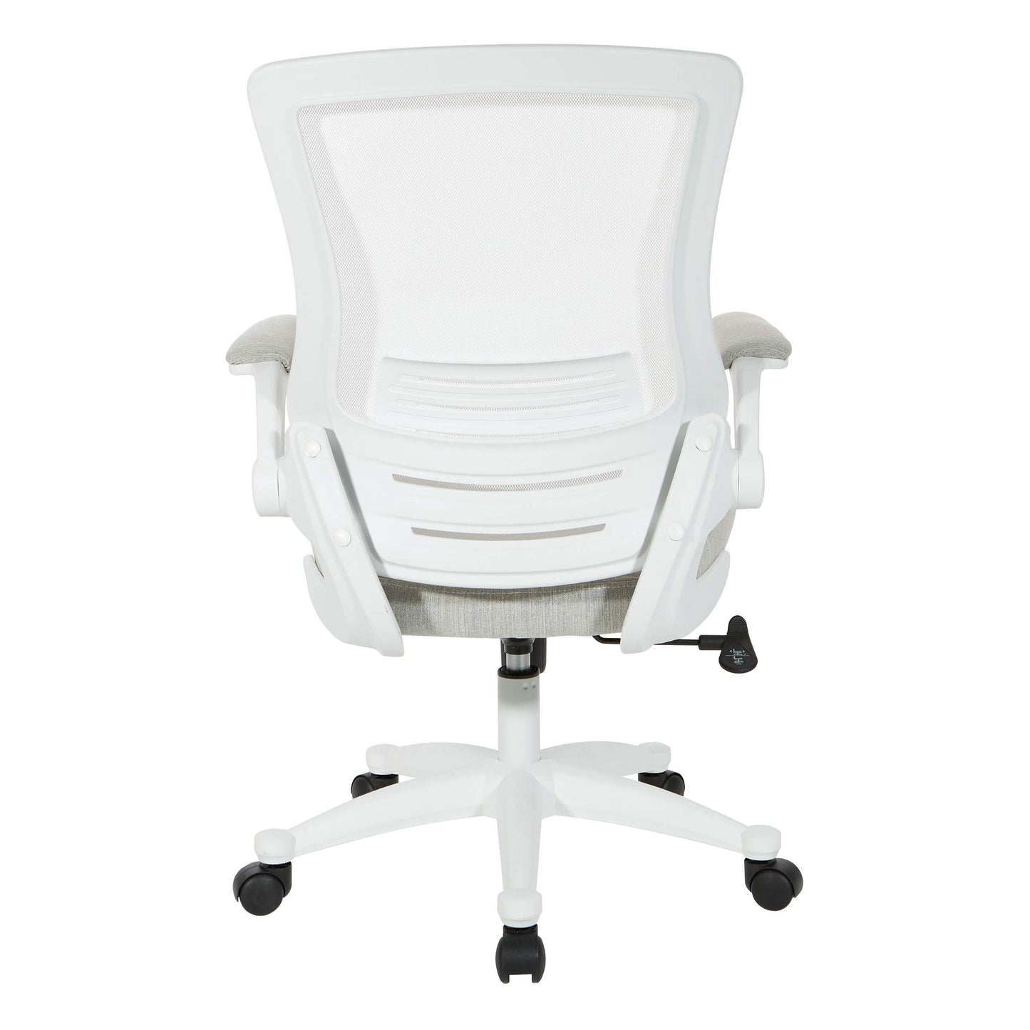 Office Star Ventilated White Screen Back Manager's Office Chair with Padded Color Flip Arms with White Nylon Base, Linen Stone Fabric